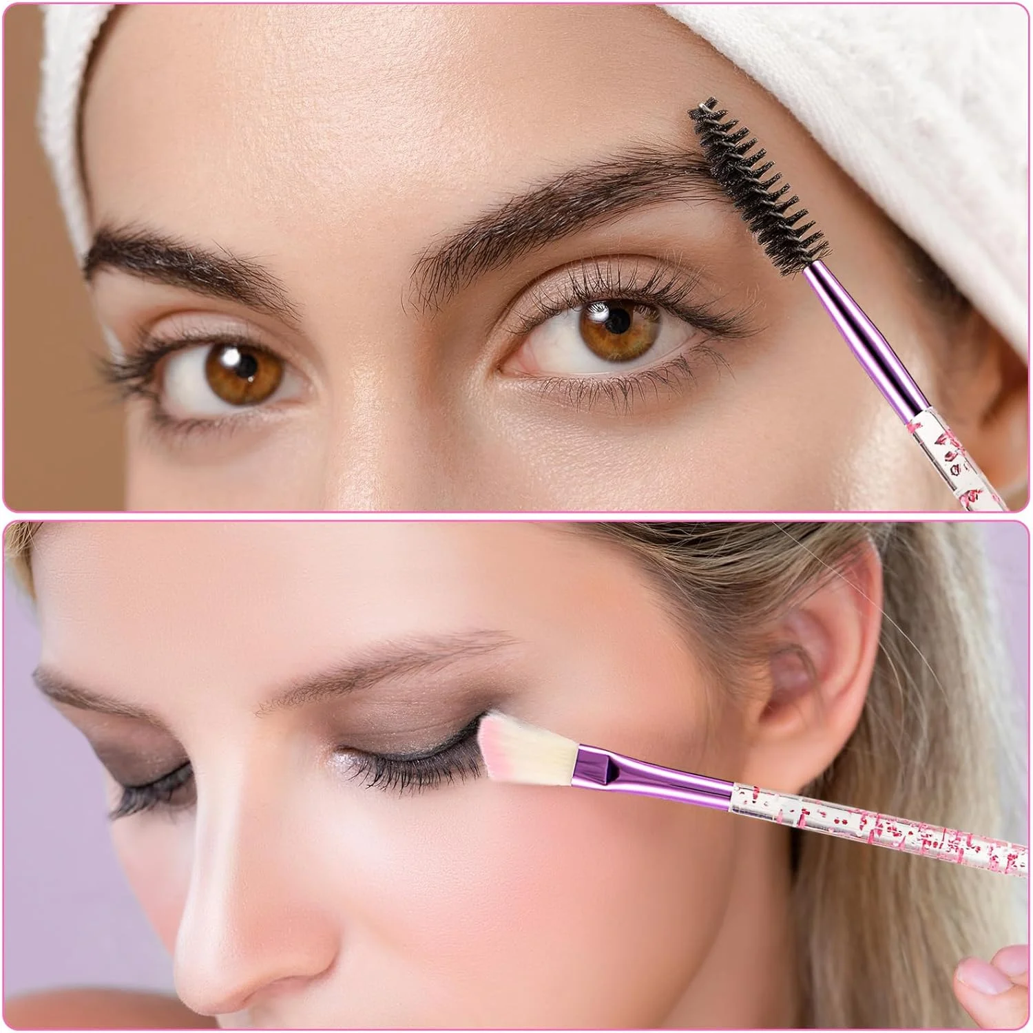 وانمو ست برس آرایشی 10 تکه اکلیلی کریستالی، کیت برس های ترکیبی لوازم آرایشی ضروری صورت برای زنان و دختران، مناسب برای کرم پودر مایع، پودر، کانسیلر، سایه چشم، خط چشم و لب