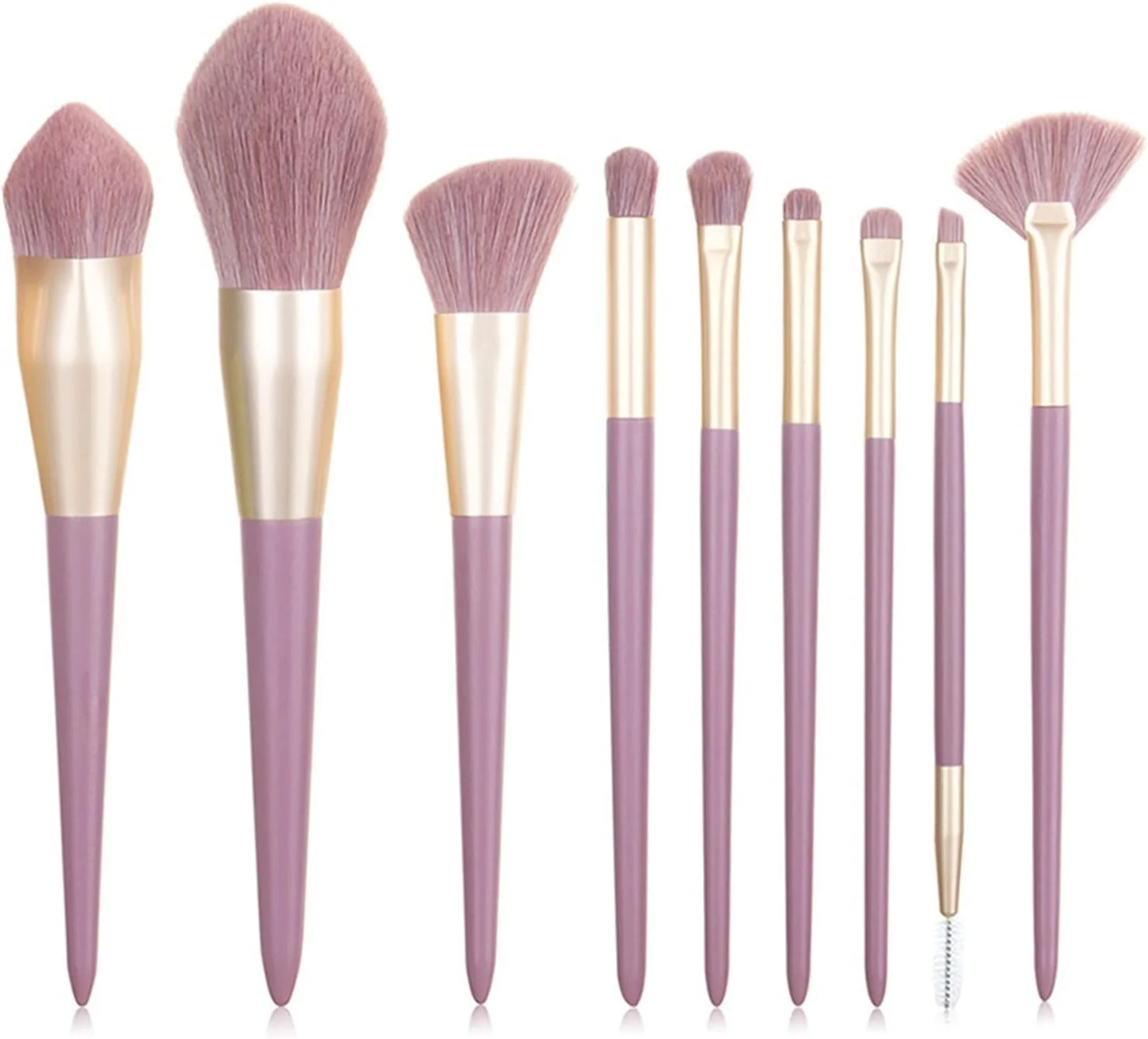 ست برس آرایشی بنفش WANAM شامل برس های نرم و زیبا برای سایه چشم، ابرو، کرم پودر، رژگونه و کانتور