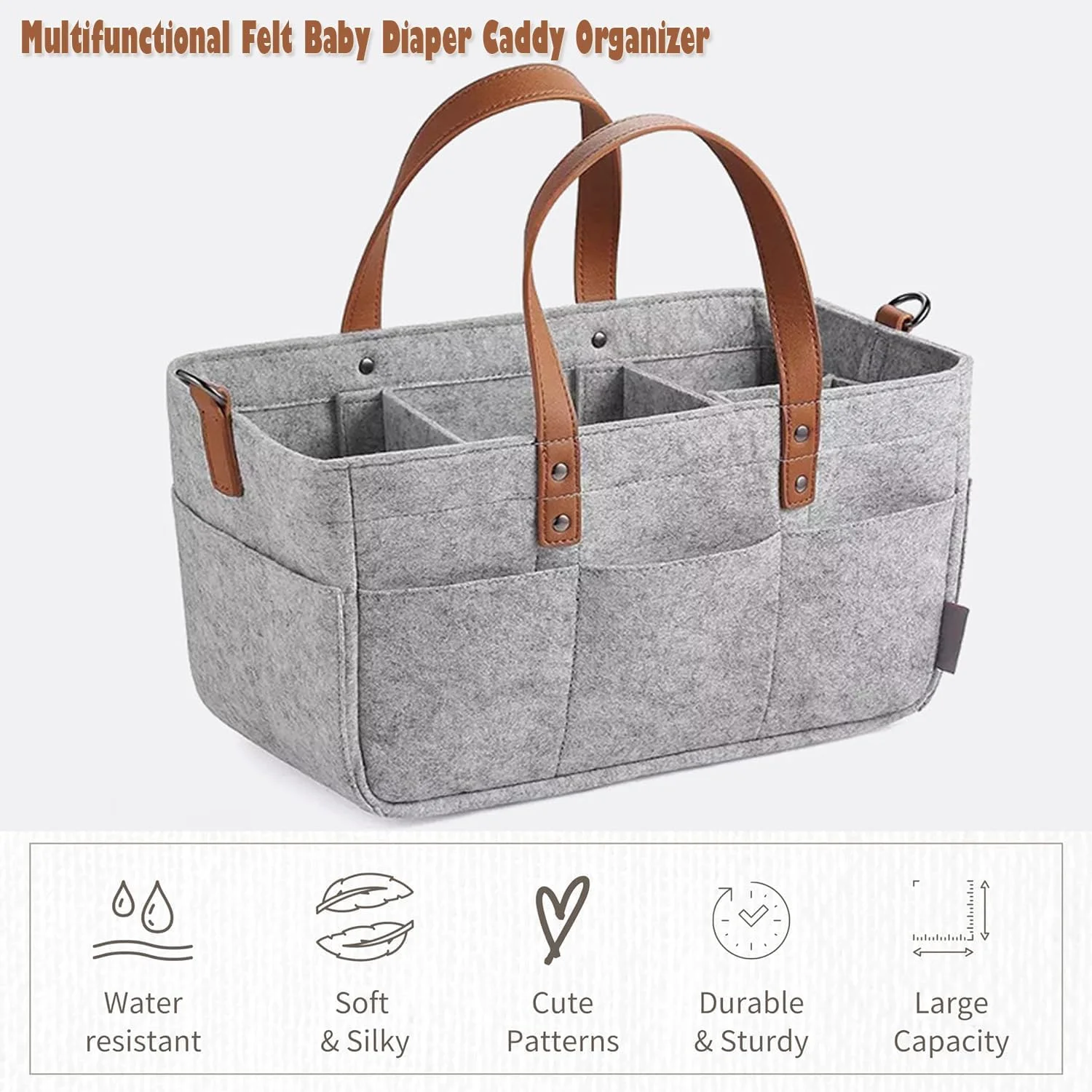 کیف لوازم کودک اِی اِم اِی ان اِی با بند شانه و دسته چرمی، کیف لوازم قابل حمل تاشو برای نوزاد دختر و پسر، سبد بزرگ چند منظوره برای نگهداری پوشک، اسباب بازی، شیشه شیر و دستمال مرطوب