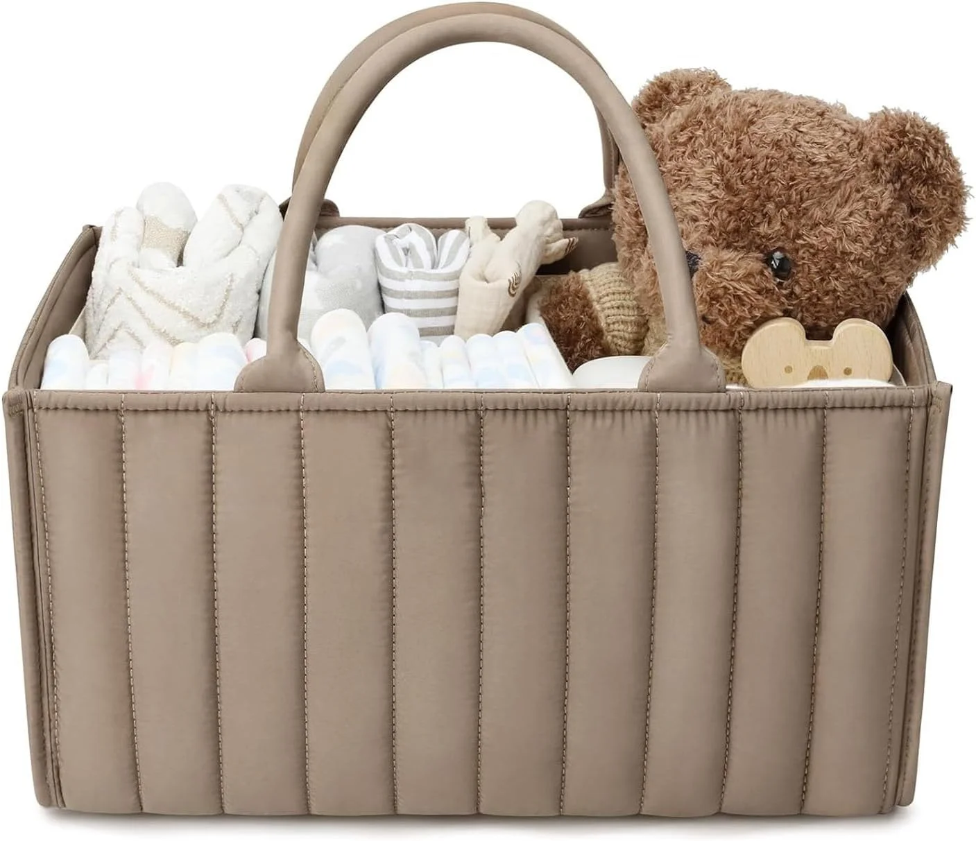 سبد لوازم کودک آنکیلا، سبد نظم دهنده شیک پوشک کودک، سبد ذخیره سازی پوشک - مناسب برای سیسمونی نوزاد و لوازم ضروری کودک (قهوه ای)