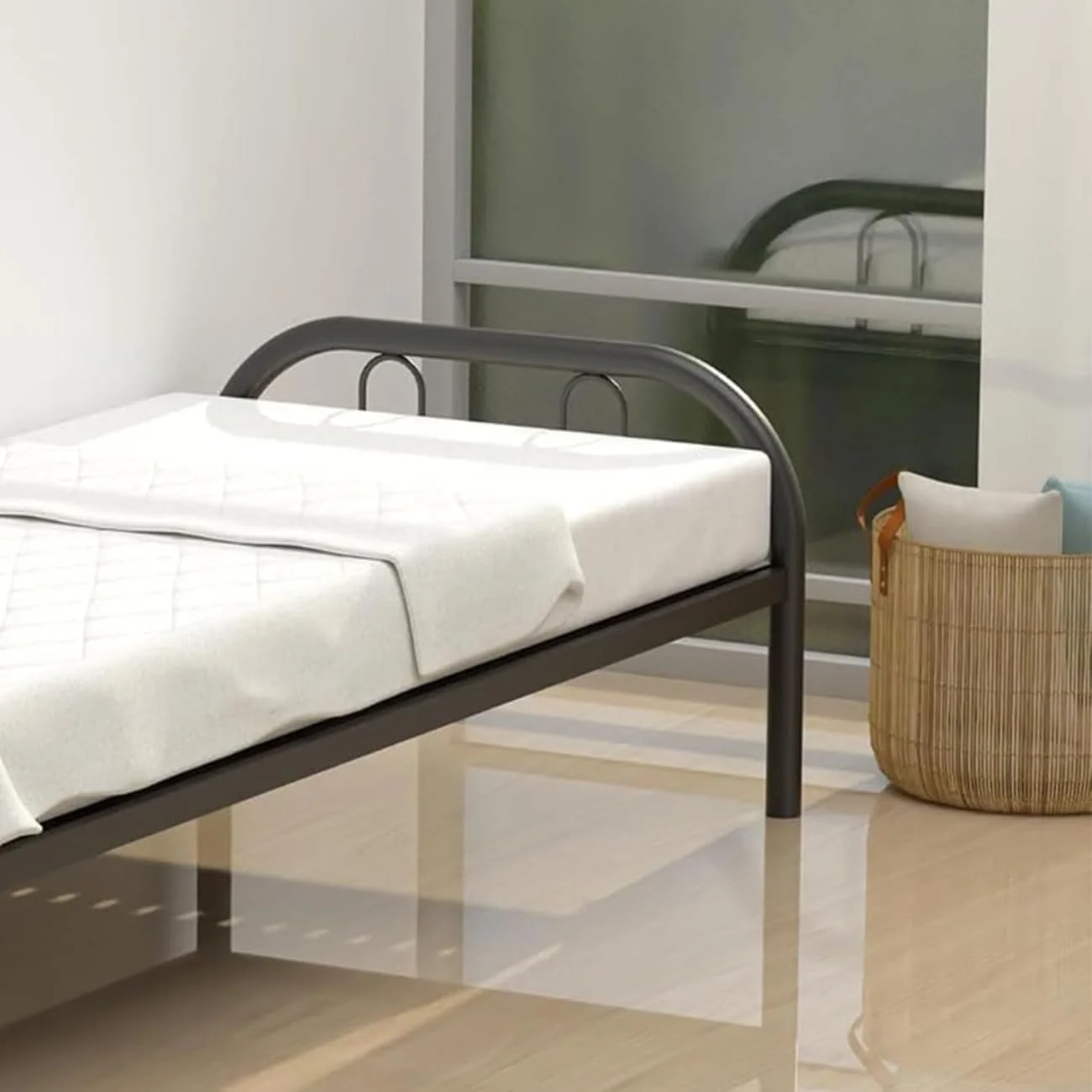 تخت خواب یک نفره RESTI به همراه تشک و اسکلت فلزی مقاوم برای اتاق خواب، اتاق نشیمن، جابجایی آسان، اسکلت تخت فلزی مشکی، سایز 90x190 سانتی متر – بادوام و شیک تخت خواب یک نفره RESTI به همراه تشک و اسکلت فلزی مقاوم برای اتاق خواب، اتاق نشیمن، جابجایی آسان، اسکلت تخت فلزی مشکی، سایز 90x190 سانتی متر – بادوام و شیک