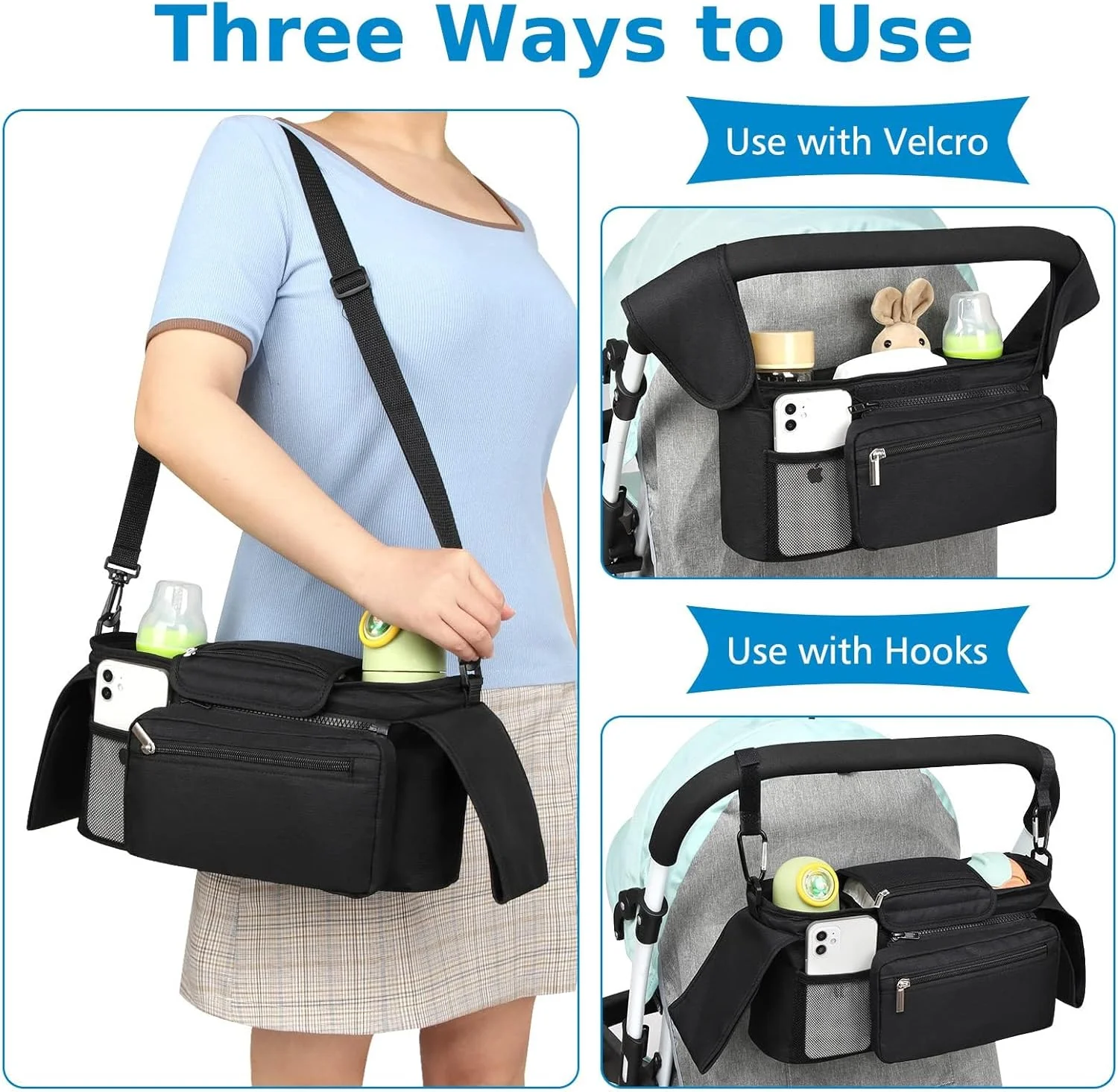 کیف ارگانایزر کالسکه Azonee، کیف آویز کالسکه، کیف پوشک با کیف توری تلفن، سبد آویز کالسکه کودک، جا لیوانی عایق دار، سبد آویز بطری کالسکه کودک کیف ارگانایزر کالسکه Azonee، کیف آویز کالسکه، کیف پوشک با کیف توری تلفن، سبد آویز کالسکه کودک، جا لیوانی عایق دار، سبد آویز بطری کالسکه کودک