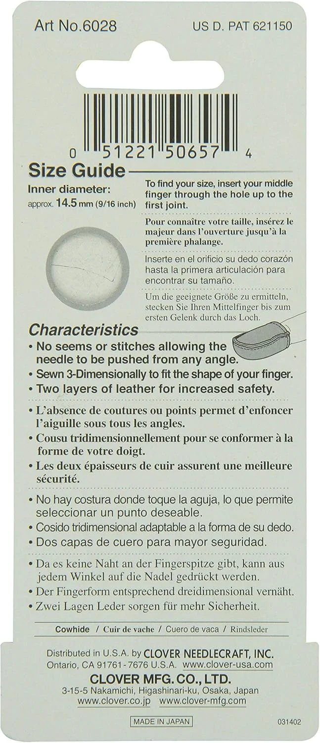 انگشتانه چرمی طبیعی Clover، سایز کوچک، قهوه ای روشن