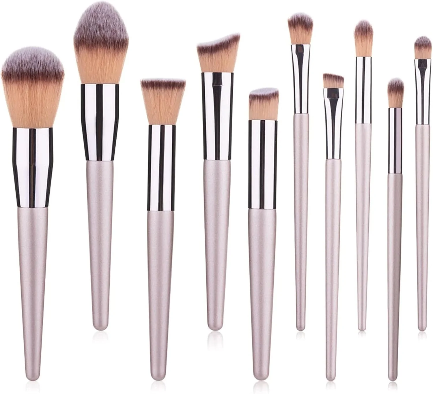 ست برس آرایشی لوکس شامپاین WANAM شامل برس های کرم پودر، پودر، رژگونه، سایه چشم، کانسیلر، لب و ابزارهای آرایشی