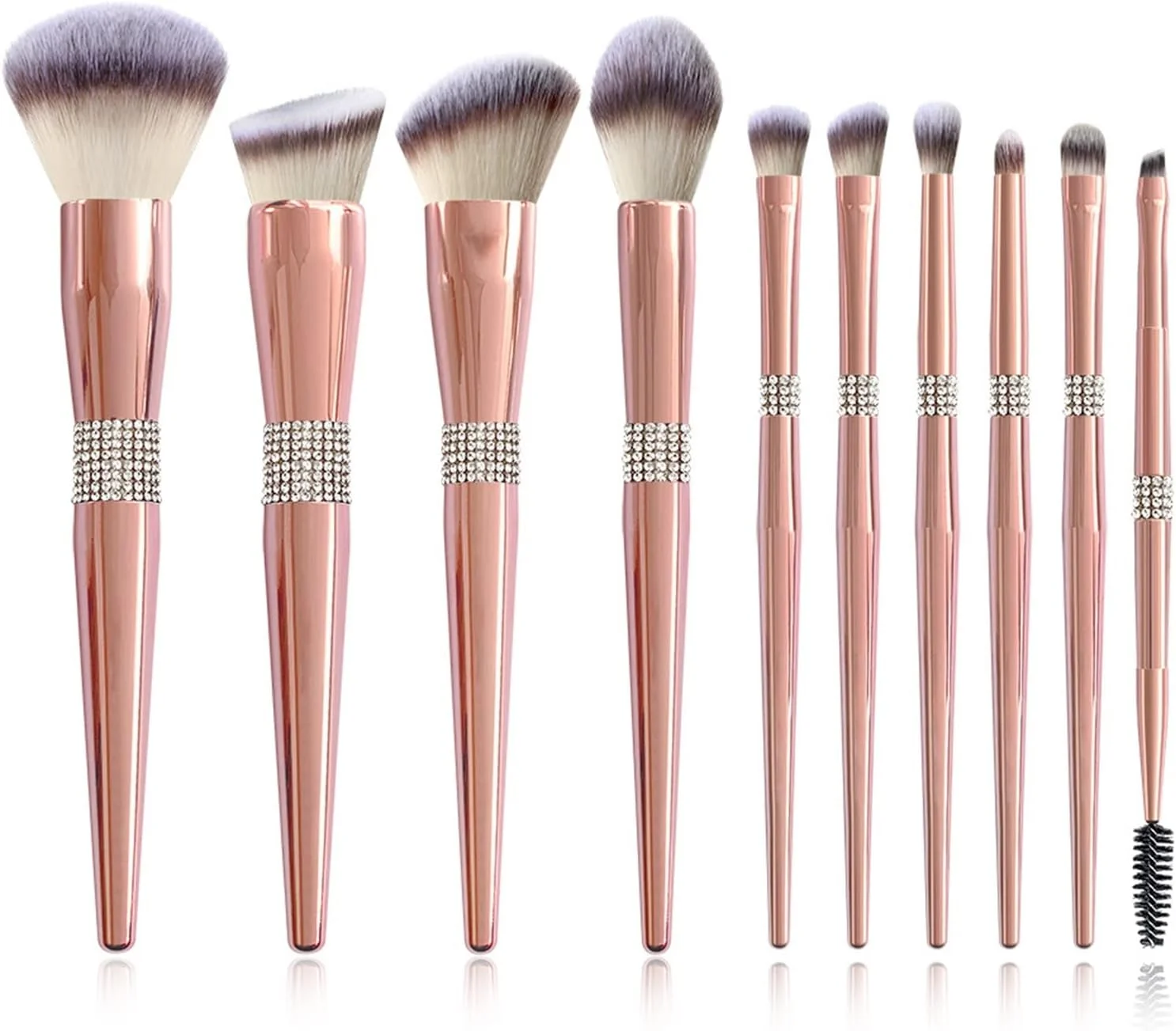 مجموعه برس های آرایشی الماسه WANAM شامل برس پودر، کرم پودر، رژگونه، کانتور، سایه چشم، خط چشم، ابرو و مژه