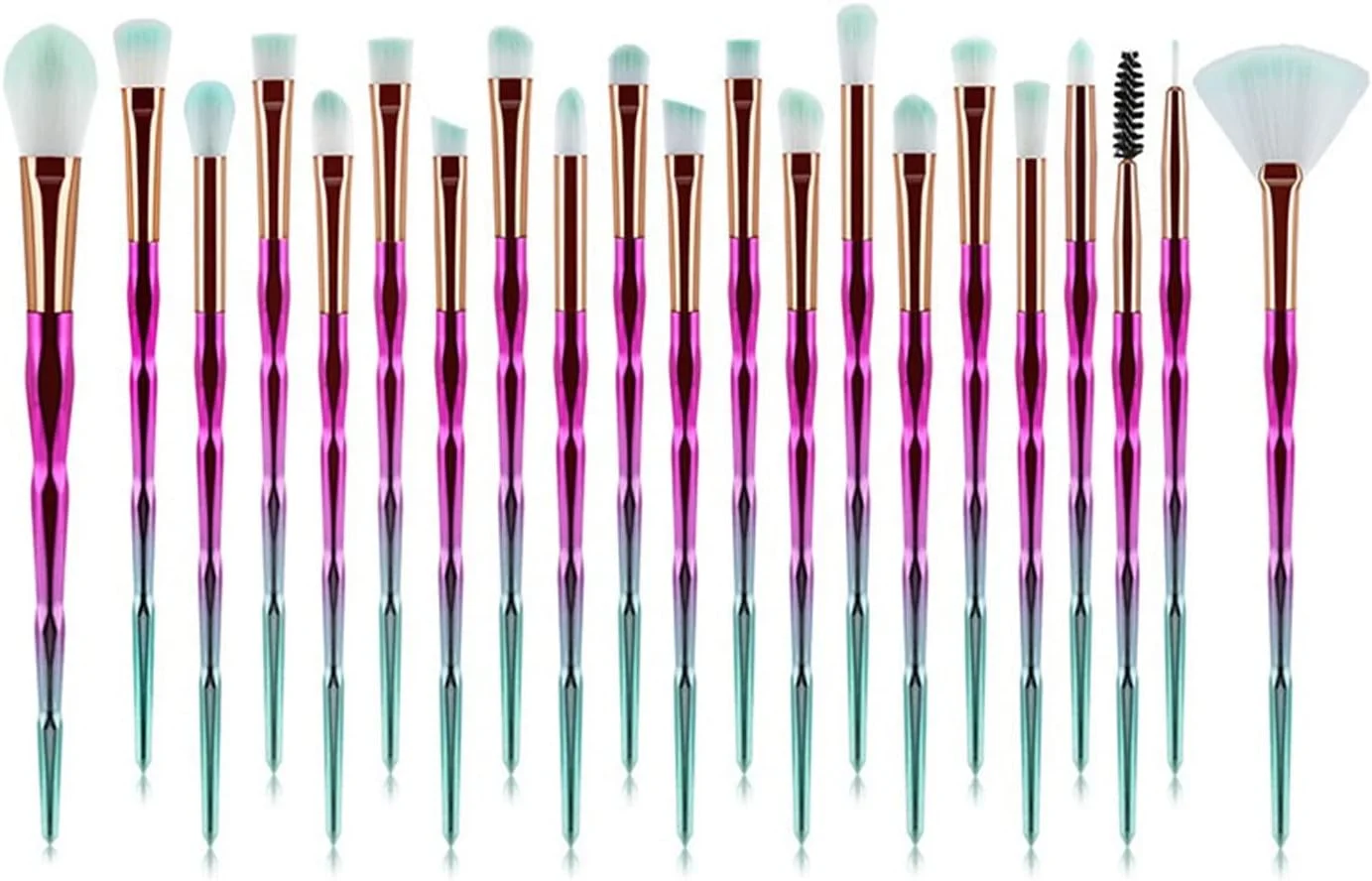 ست برس آرایشی الماسه WANAM، ابزار آرایش برس های آرایشی، پودر آرایشی، کرم پودر، ترکیب سایه چشم، برس مژه ابرو. (رنگ: Hortel)