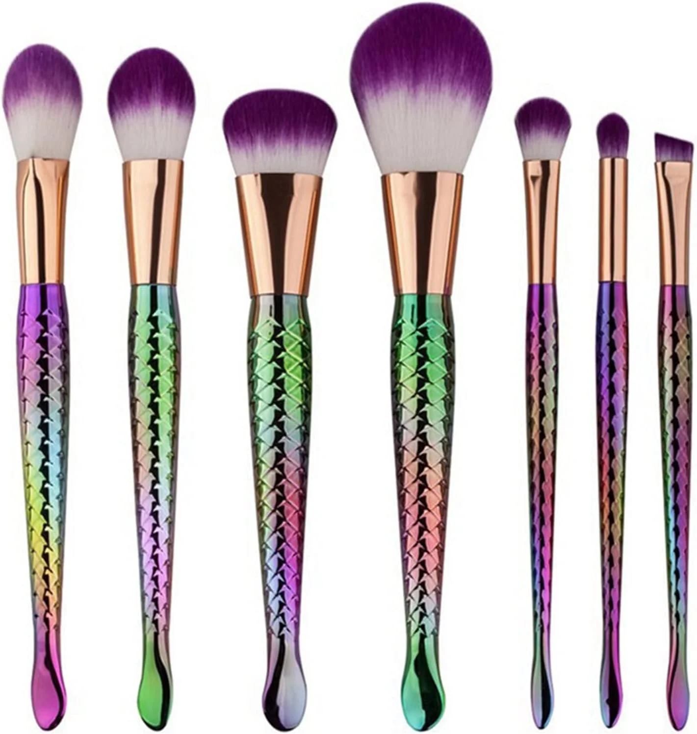 ست برس آرایشی پری دریایی رنگارنگ WANAM، چند منظوره، پد آرایشی، ترکیب سایه چشم، کرم پودر، کیت برس لوازم آرایشی