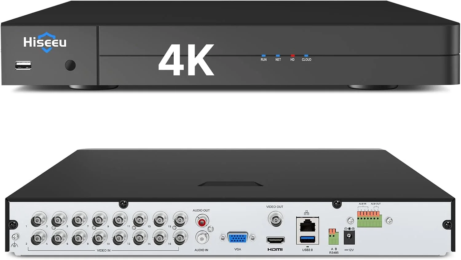 دستگاه ضبط ویدیویی دیجیتال 4K/8MP هایسیو، 16 کانال، دستگاه DVR پیشرفته مداربسته برای دوربین مداربسته، AHD/TVI/CVI/CVBS/IPC 5 در 1 هیبریدی، دسترسی از راه دور، بدون هزینه اشتراک ماهانه (بدون هارد دیسک)