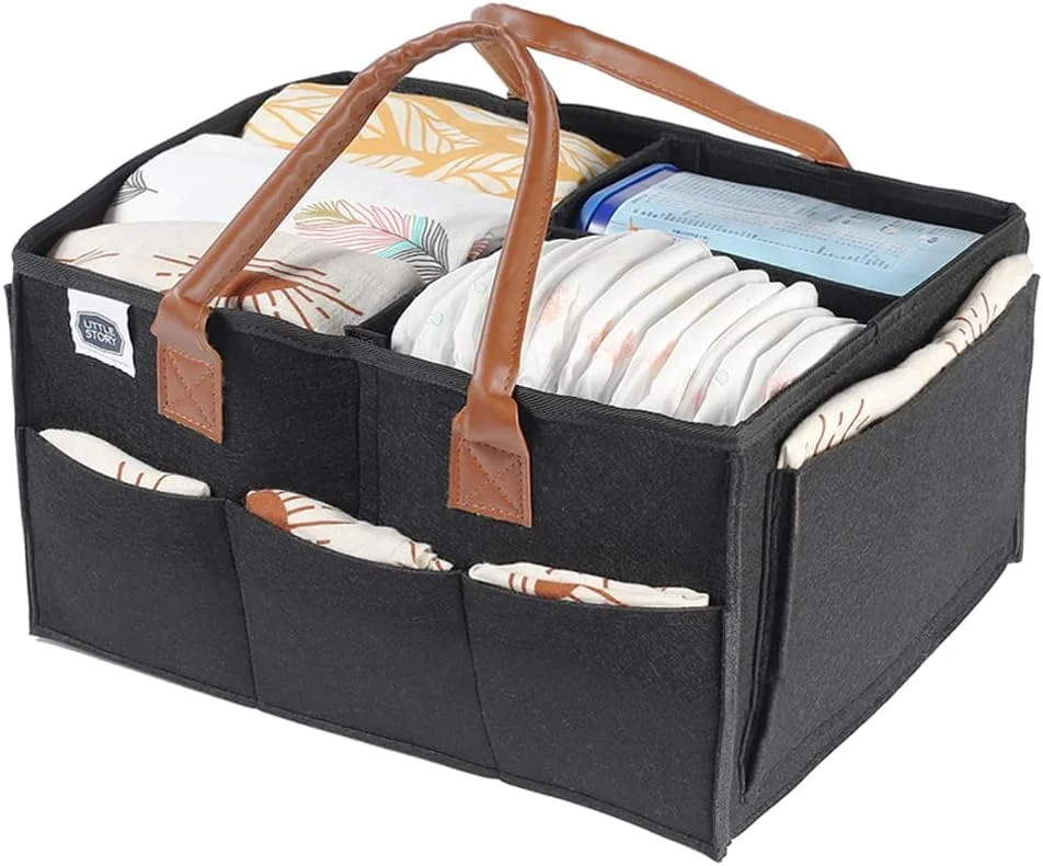 ارگانایزر لوازم کودک Little Story، سبد، تاشو و قابل حمل، مناسب اتاق کودک، لوازم نوزاد، اسباب بازی، هدیه سیسمونی، کیف مسافرتی، سایز متوسط، مشکی