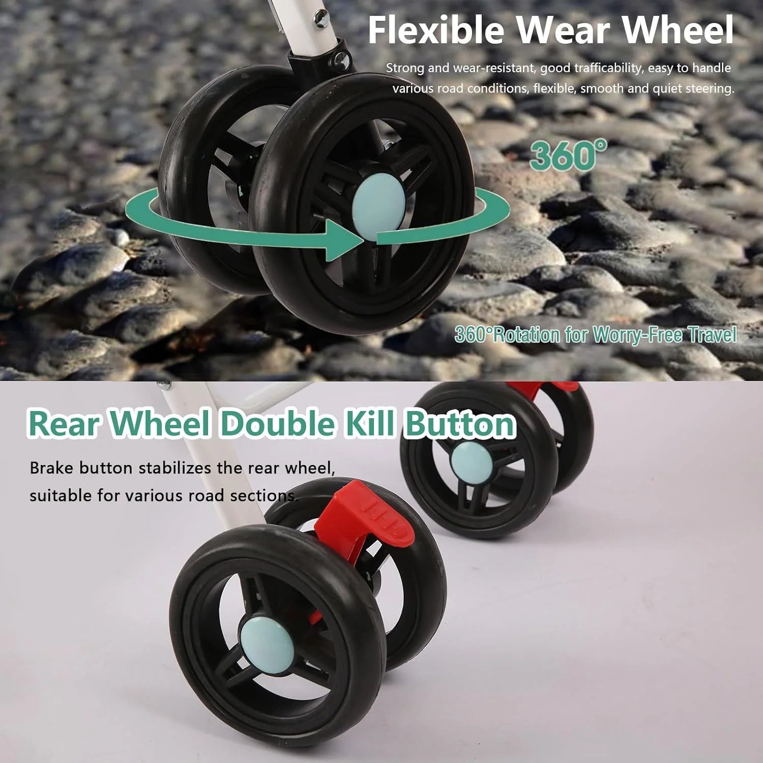 کالسکه سبک وزن، کالسکه تاشو حصیری کودک با سینی تمیز شونده آسان و سبد ذخیره سازی قابل جابجایی، کالسکه کودک طرح بامبو، خنک و تنفس پذیر (آبی)