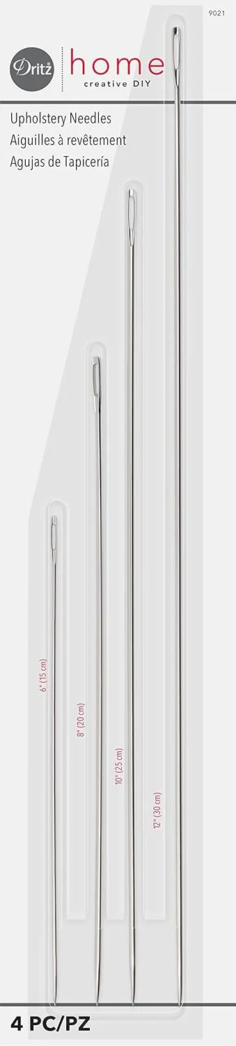 دریتز هوم 9021 سوزن های دستی روکش مبلمان بلند و مستقیم، سایز 6، 8، 10 و 12 اینچ (4 عددی)، نقره ای