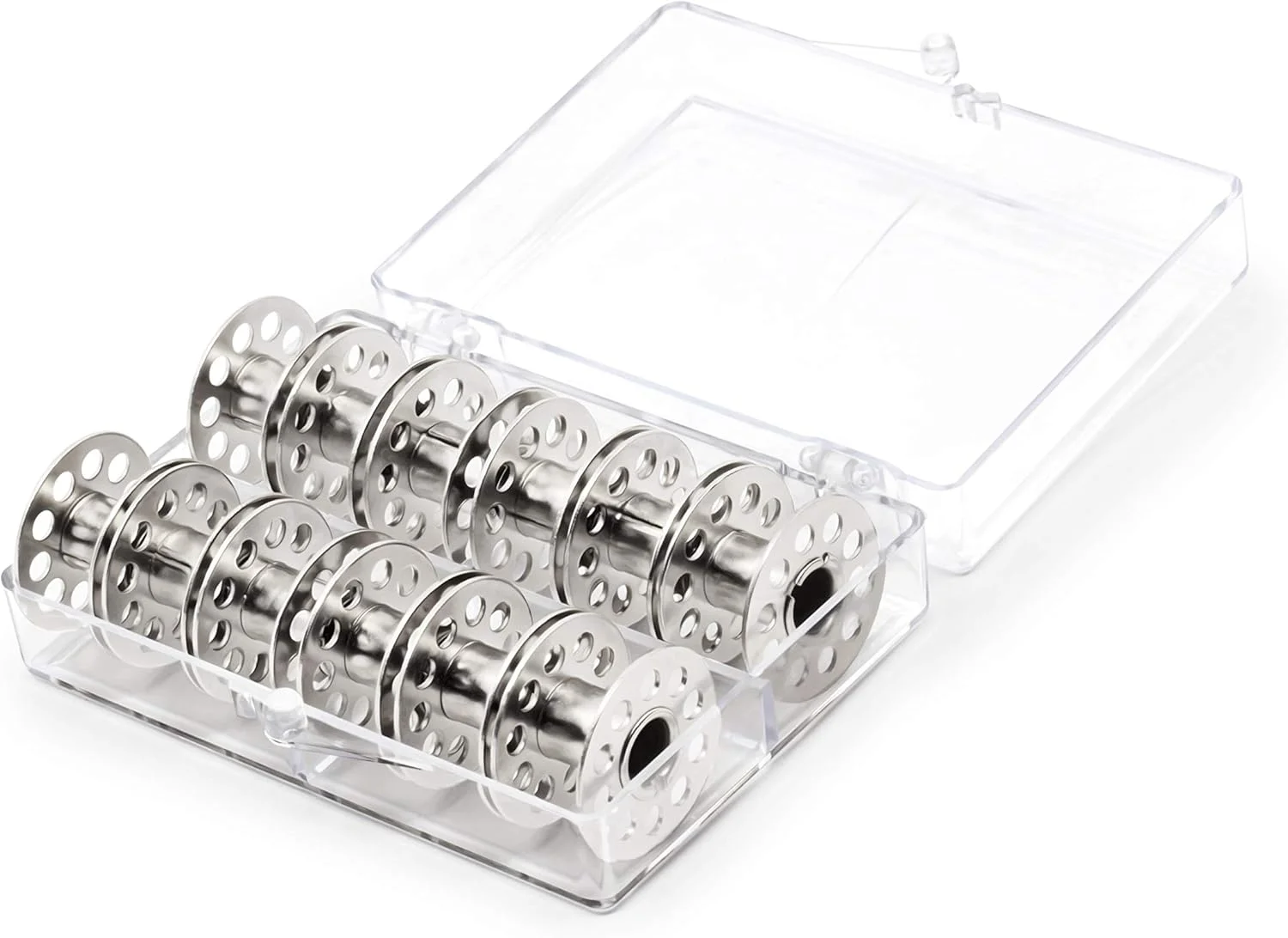 Dritz Class 15 Reusable Storage Box, 12 Count, Metal Bobbins, Silver Dritz Class 15 Reusable Storage Box, 12 Count, Metal Bobbins, Silver