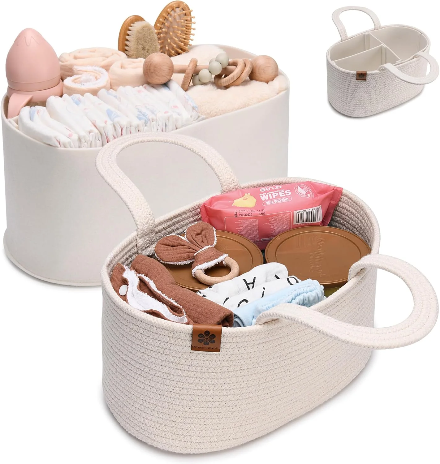 PeraBella Baby Diaper Caddy Organizer, Diaper Organizer for Changing Table Organizer, Baby Organizer for Nursery, Baby Car Diaper Caddy Basket