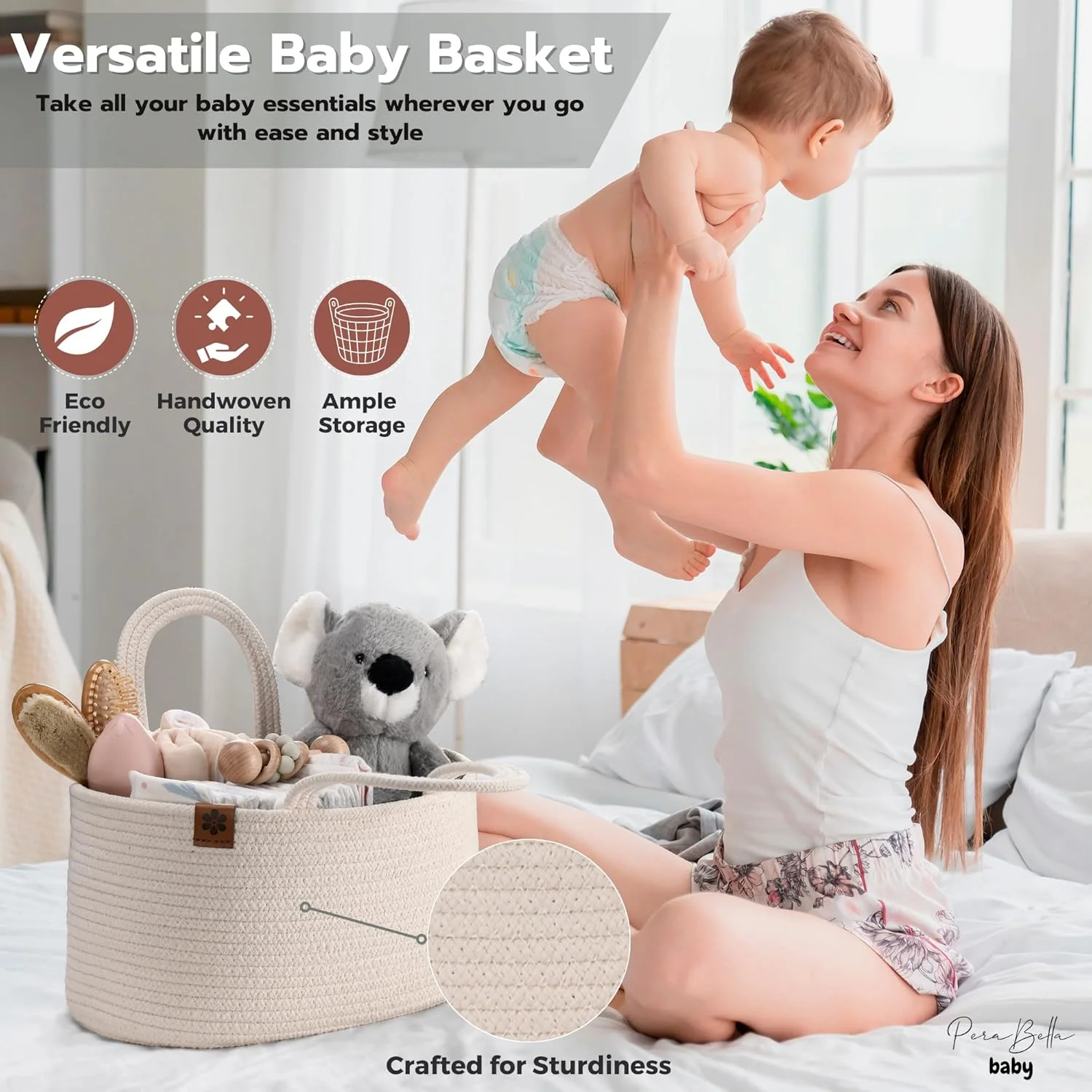 PeraBella Baby Diaper Caddy Organizer, Diaper Organizer for Changing Table Organizer, Baby Organizer for Nursery, Baby Car Diaper Caddy Basket PeraBella Baby Diaper Caddy Organizer, Diaper Organizer for Changing Table Organizer, Baby Organizer for Nursery, Baby Car Diaper Caddy Basket