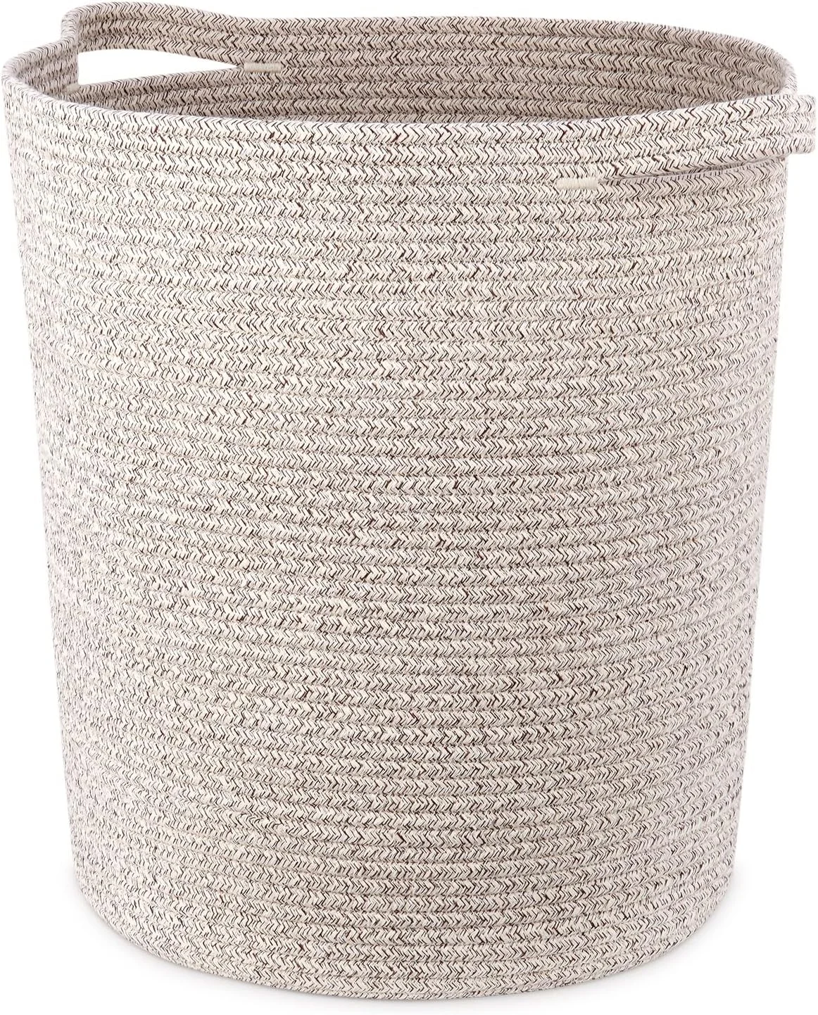 Woven Blanket Basket for Living Room，Decorative Cotton Rope Laundry Basket, Large Toy Storage Bin with Handles, Soft Tall Nursery Hamper for Kids’ Room & Laundry – Warm Brown | SweetMemo