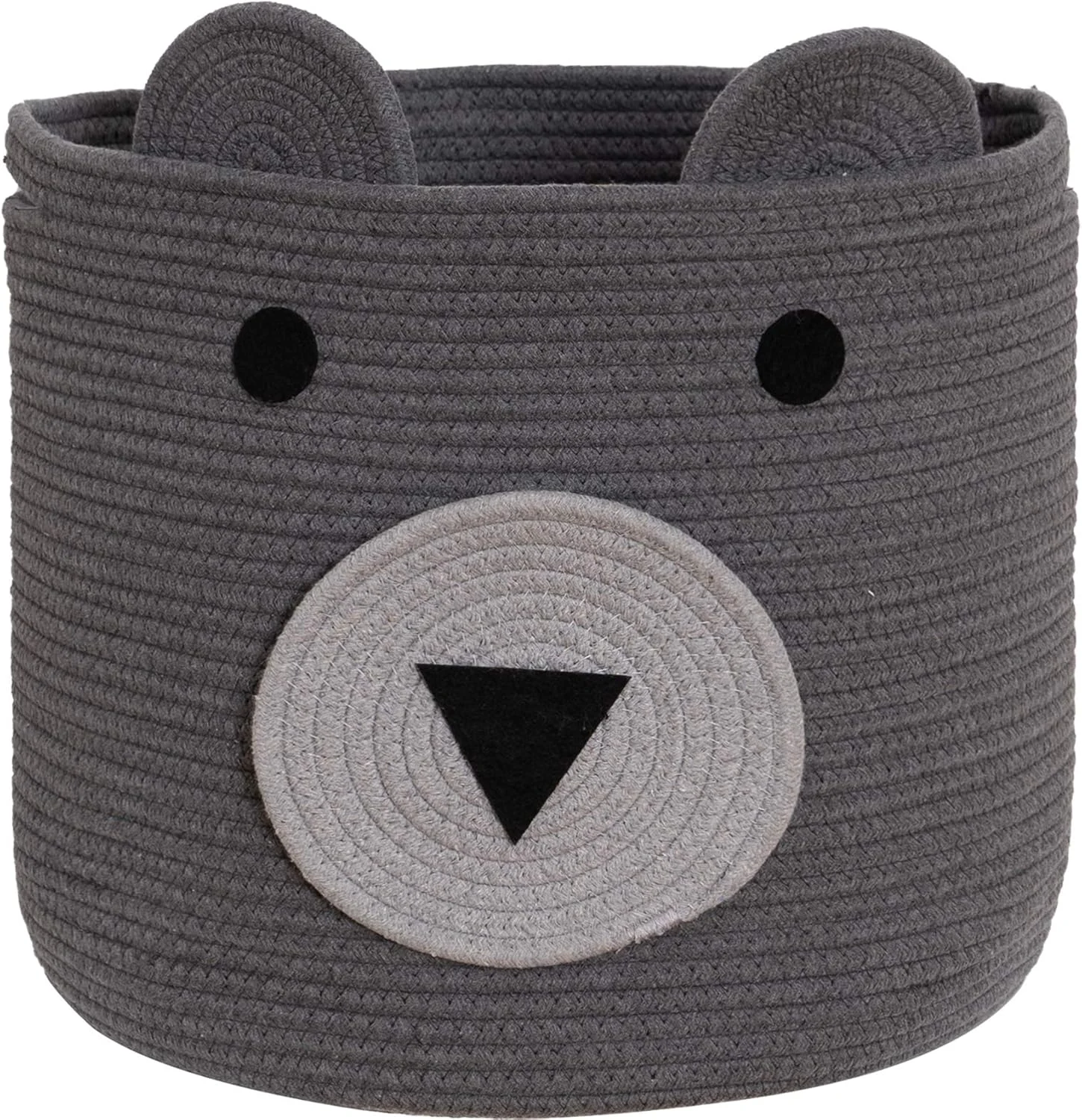 سبد طنابی خرس VK·LIVING، سبد بافتنی تاشو بزرگ برای اسباب بازی، پتو و لباس کودک، مناسب اتاق خواب و نشیمن، سایز بزرگ 38x38x45 خاکستری