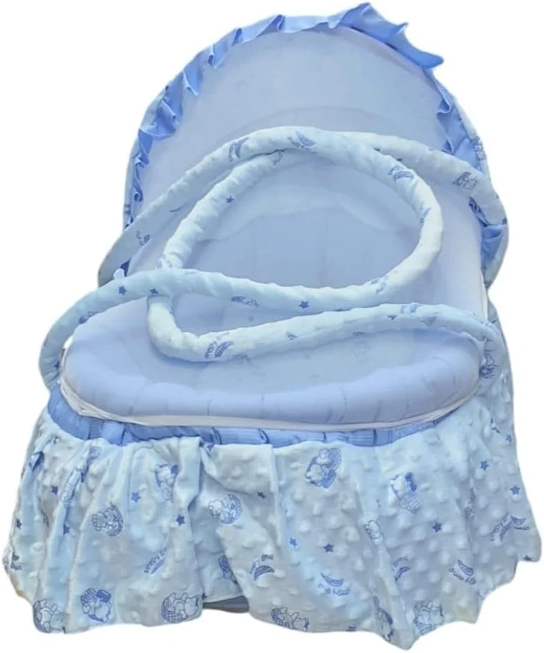 rikang Baby Carry Cot with Blue Print, Padded Mattress rikang Baby Carry Cot with Blue Print, Padded Mattress