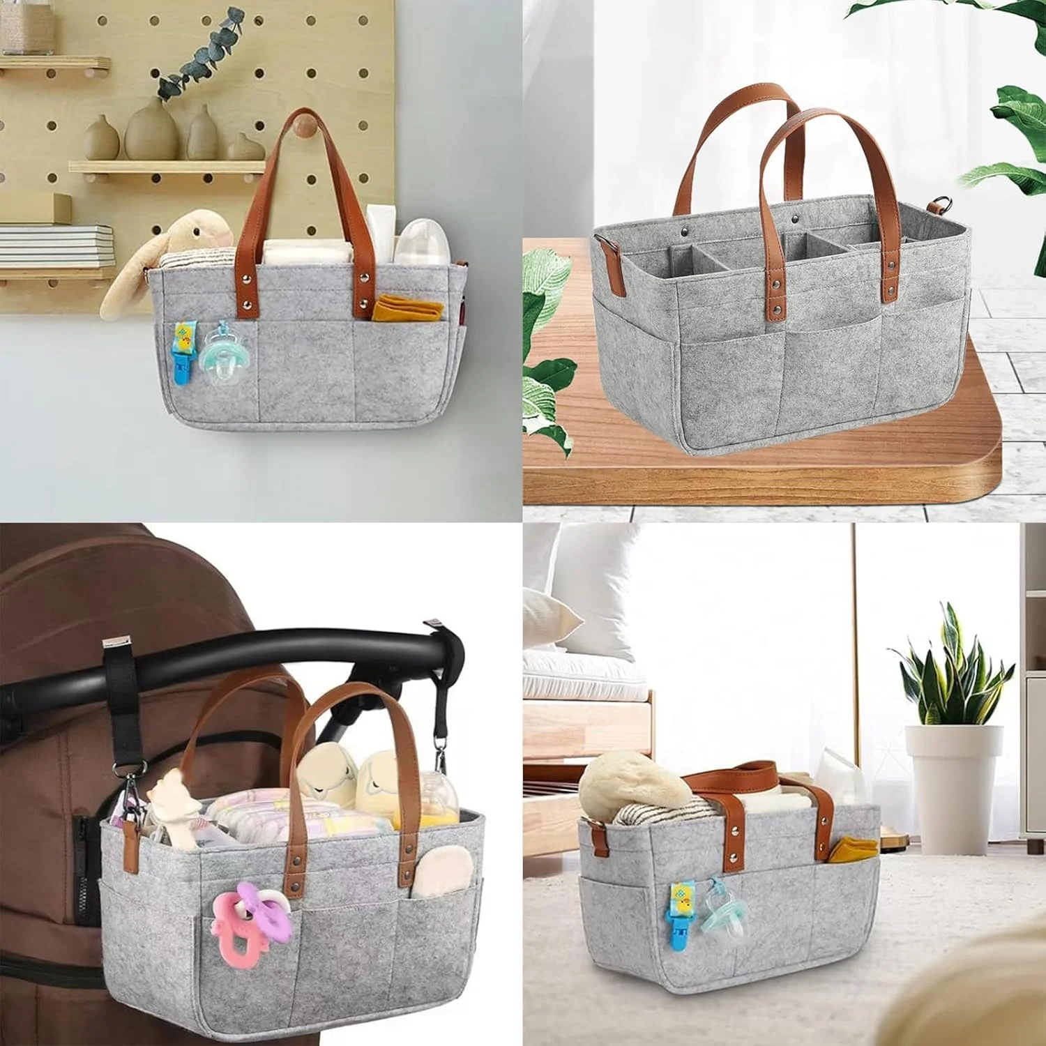 کیف لوازم کودک با بند شانه و دسته چرمی، کیف لوازم قابل حمل برای نوزاد پسر و دختر، سبد بزرگ چند منظوره برای نگهداری لوازم کودک کیف لوازم کودک با بند شانه و دسته چرمی، کیف لوازم قابل حمل برای نوزاد پسر و دختر، سبد بزرگ چند منظوره برای نگهداری لوازم کودک
