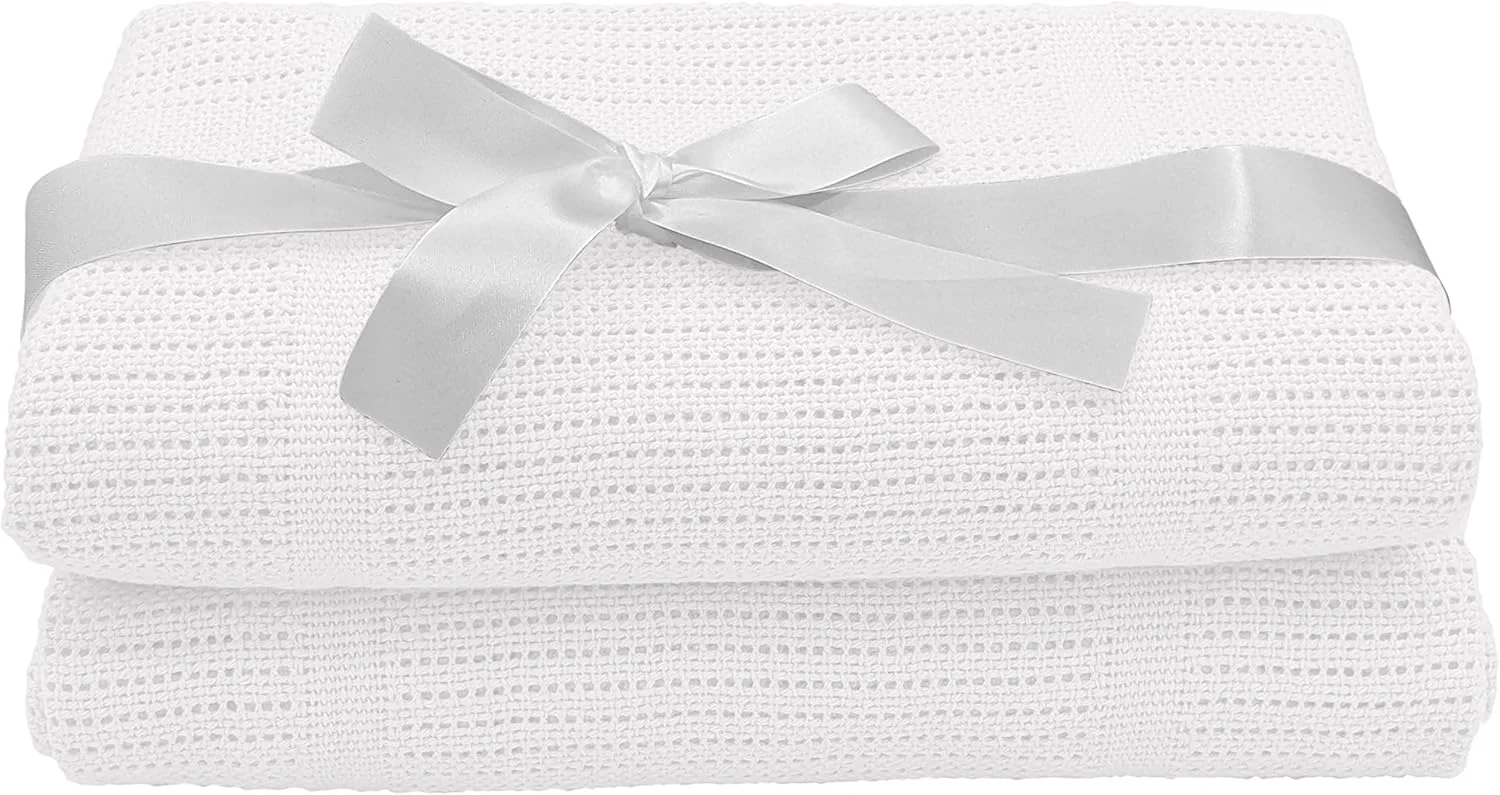 پتوهای سلولی نخی نوبل اند برایت، بسته دوتایی، پتوی سلولی برای نوزاد، نرم و سبک برای تخت نوزاد، کالسکه، سبد موسی، مسافرت (90x60 سانتی متر، سفید) پتوهای سلولی نخی نوبل اند برایت، بسته دوتایی، پتوی سلولی برای نوزاد، نرم و سبک برای تخت نوزاد، کالسکه، سبد موسی، مسافرت (90x60 سانتی متر، سفید)