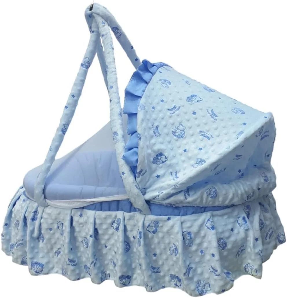 rikang Baby Carry Cot with Blue Print, Padded Mattress rikang Baby Carry Cot with Blue Print, Padded Mattress