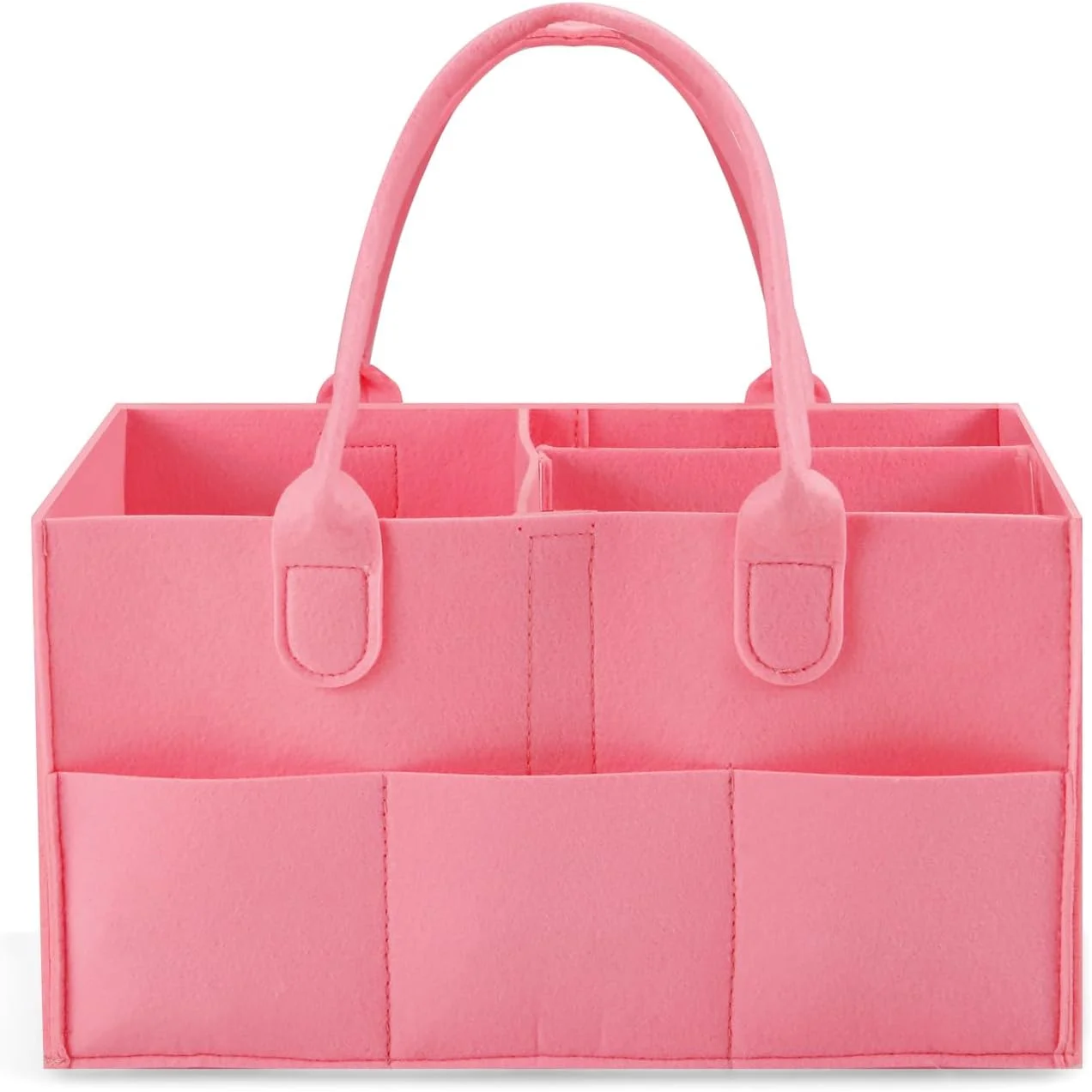 ارگانایزر لوازم کودک پاندااییر، سبد نظم دهنده پوشک قابل حمل برای دستمال مرطوب و لوازم نوزاد، ارگانایزر تاشو با طراحی تقسیم شده (صورتی)