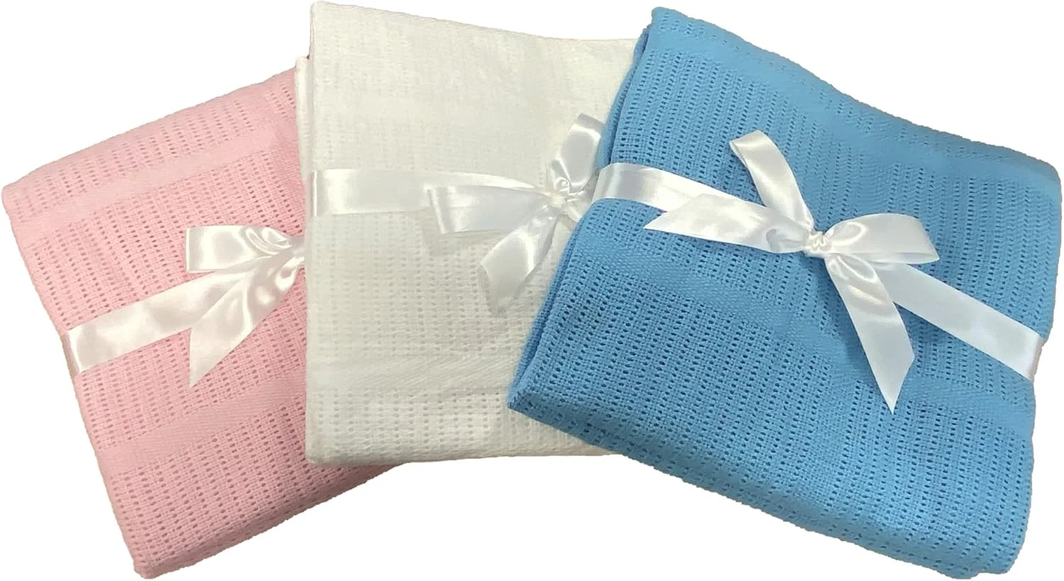 پتوهای سلولی نخی نوبل اند برایت، بسته دوتایی، پتوی سلولی برای نوزاد، نرم و سبک برای تخت نوزاد، کالسکه، سبد موسی، مسافرت (90x60 سانتی متر، سفید)