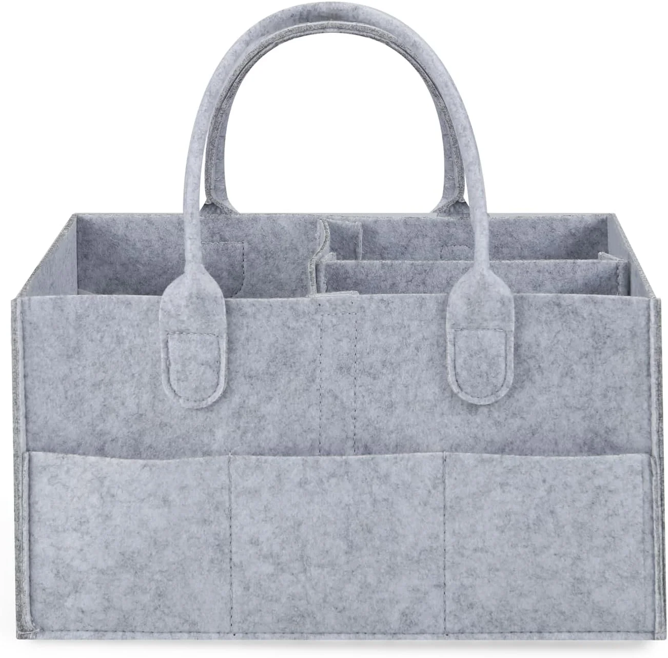 ارگانایزر لوازم کودک PandaEar، سبد ذخیره سازی قابل حمل برای پوشک و لوازم نوزاد، ارگانایزر تاشو با طراحی تقسیم شده (خاکستری)