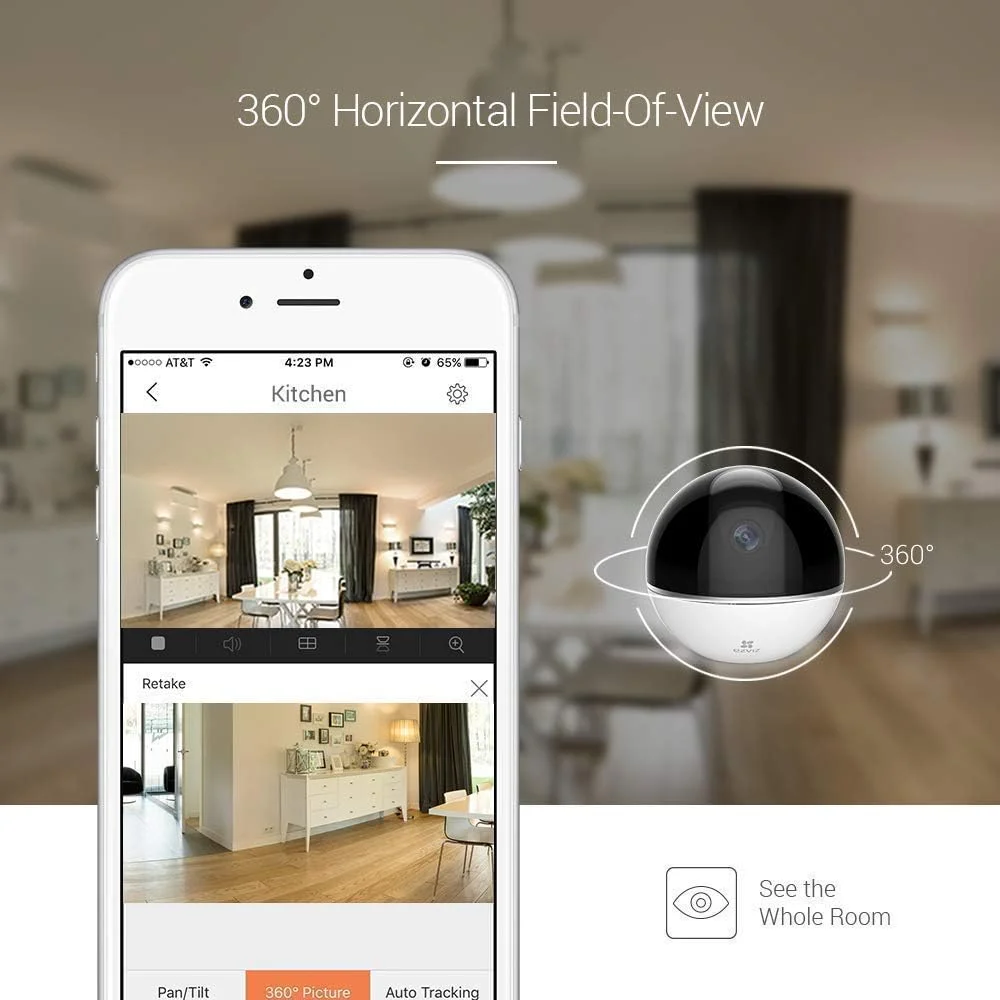 دوربین امنیتی هوشمند خانگی وای فای EZVIZ C6TC، 1080p، دوربین نظارتی با ردیابی حرکت، چرخش 360 درجه، مکالمه دو طرفه، دید در شب عالی، سفید، CS CV248 B0 32WFR(EU) دوربین امنیتی هوشمند خانگی وای فای EZVIZ C6TC، 1080p، دوربین نظارتی با ردیابی حرکت، چرخش 360 درجه، مکالمه دو طرفه، دید در شب عالی، سفید، CS CV248 B0 32WFR(EU)