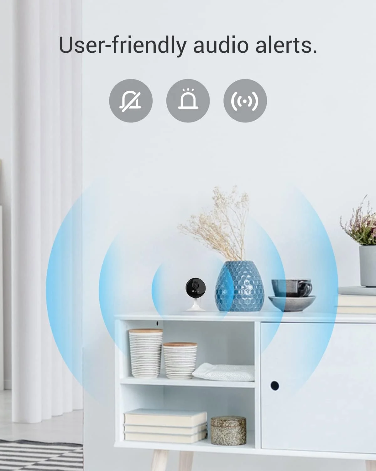 EZVIZ C1C-B WiFi Security Camera, Indoor Camera, 1080p Home Monitor Camera with 12m Night Vision, Two Way Talk, Wide Angle Lens, Sounds Alert, Sleep Mode, Motion Detection, Supports MicroSD Card