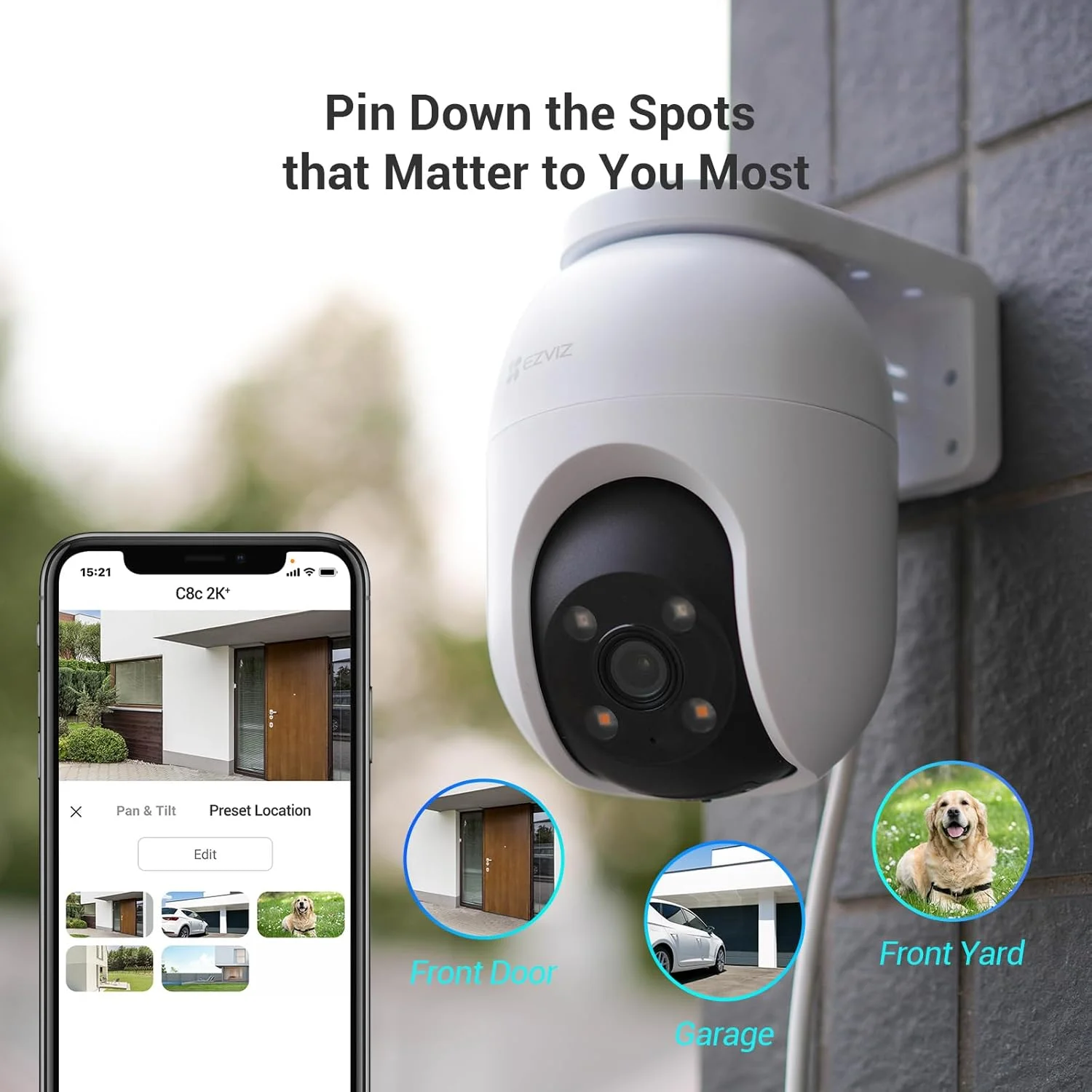 دوربین امنیتی EZVIZ C8C، دوربین وای فای 4 مگاپیکسلی 2K+ مناسب فضای باز، دوربین مداربسته برای خانه با پوشش 360 درجه، تشخیص شکل انسان/وسیله نقلیه، ردیابی زوم خودکار، دید در شب رنگی، ضد آب و هوا، مکالمه دو طرفه دوربین امنیتی EZVIZ C8C، دوربین وای فای 4 مگاپیکسلی 2K+ مناسب فضای باز، دوربین مداربسته برای خانه با پوشش 360 درجه، تشخیص شکل انسان/وسیله نقلیه، ردیابی زوم خودکار، دید در شب رنگی، ضد آب و هوا، مکالمه دو طرفه