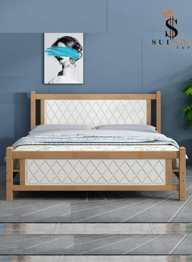 تخت خواب چوبی مدرن سولشا سایز دو نفره 120X190 سانتی متر