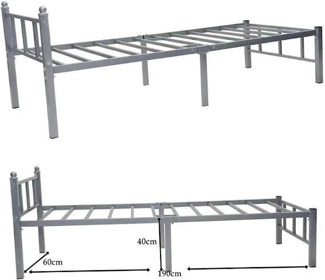 تخت خواب یک نفره فلزی با کیفیت سولشا، نقره ای، 60x190 سانتی متر