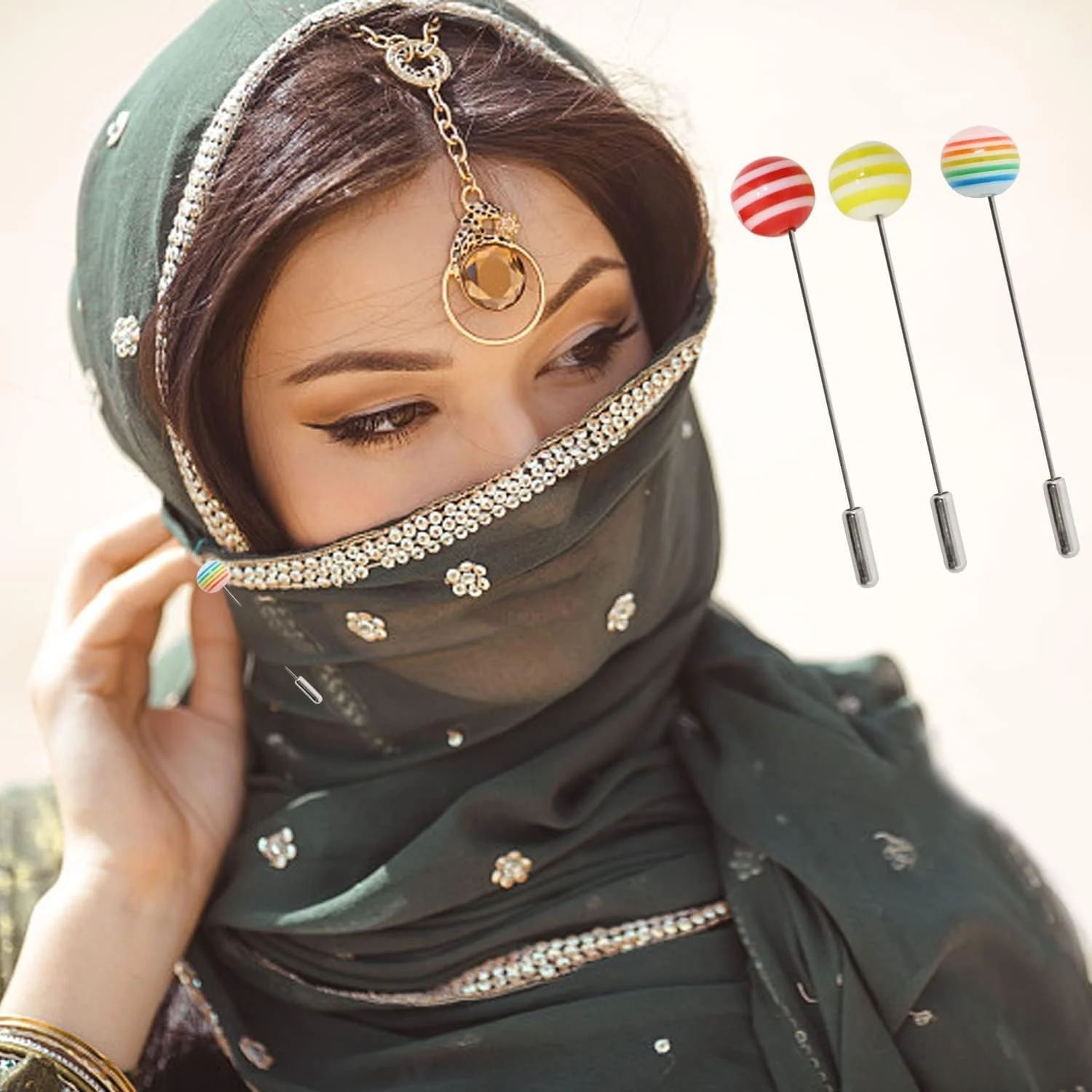 سنجاق حجاب نگین دار کریستالی رنگارنگ KASTWAVE با سرپوش ایمنی - 30 عدد سنجاق روسری و سنجاق سینه بدون گیر کردن برای عروسی، ژاکت و پلیور سنجاق حجاب نگین دار کریستالی رنگارنگ KASTWAVE با سرپوش ایمنی - 30 عدد سنجاق روسری و سنجاق سینه بدون گیر کردن برای عروسی، ژاکت و پلیور