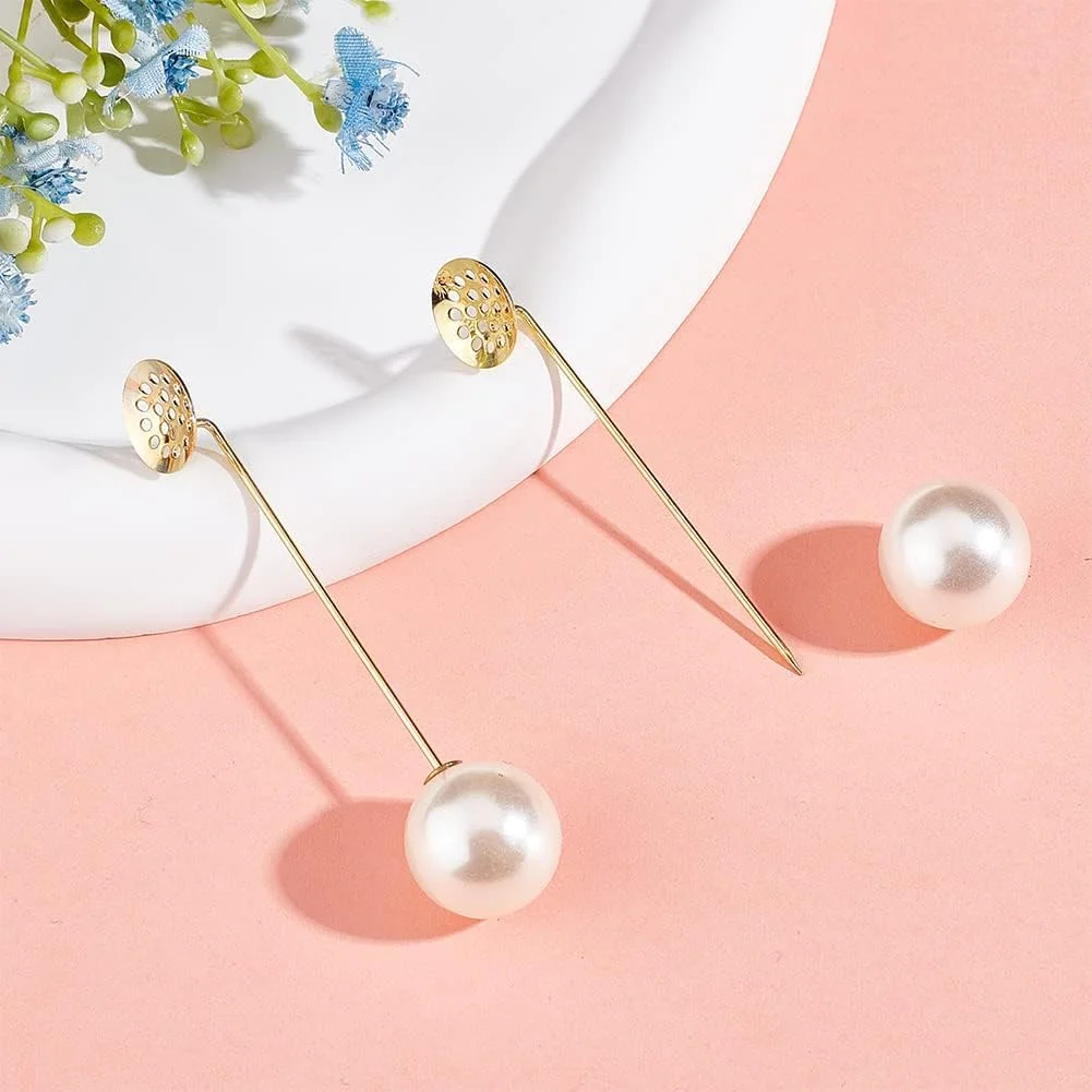 KASTWAVE 50 Golden Tray Pins with Imitation Pearl Beads for Men and Women Suit Tie Hat Scarf DIY Accessories KASTWAVE 50 Golden Tray Pins with Imitation Pearl Beads for Men and Women Suit Tie Hat Scarf DIY Accessories