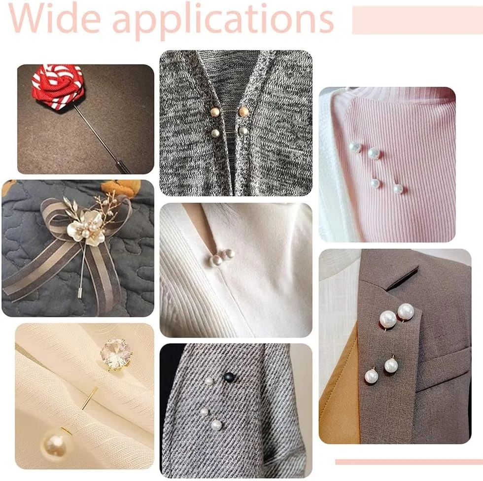 KASTWAVE 50 Golden Tray Pins with Imitation Pearl Beads for Men and Women Suit Tie Hat Scarf DIY Accessories KASTWAVE 50 Golden Tray Pins with Imitation Pearl Beads for Men and Women Suit Tie Hat Scarf DIY Accessories