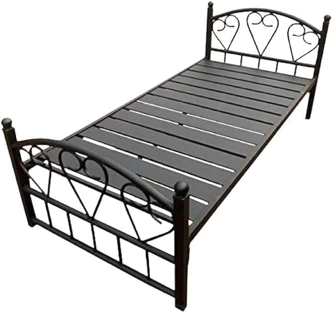 تخت خواب یک نفره فلزی سنگین سولشا، مشکی، ابعاد 90X190 سانتی متر