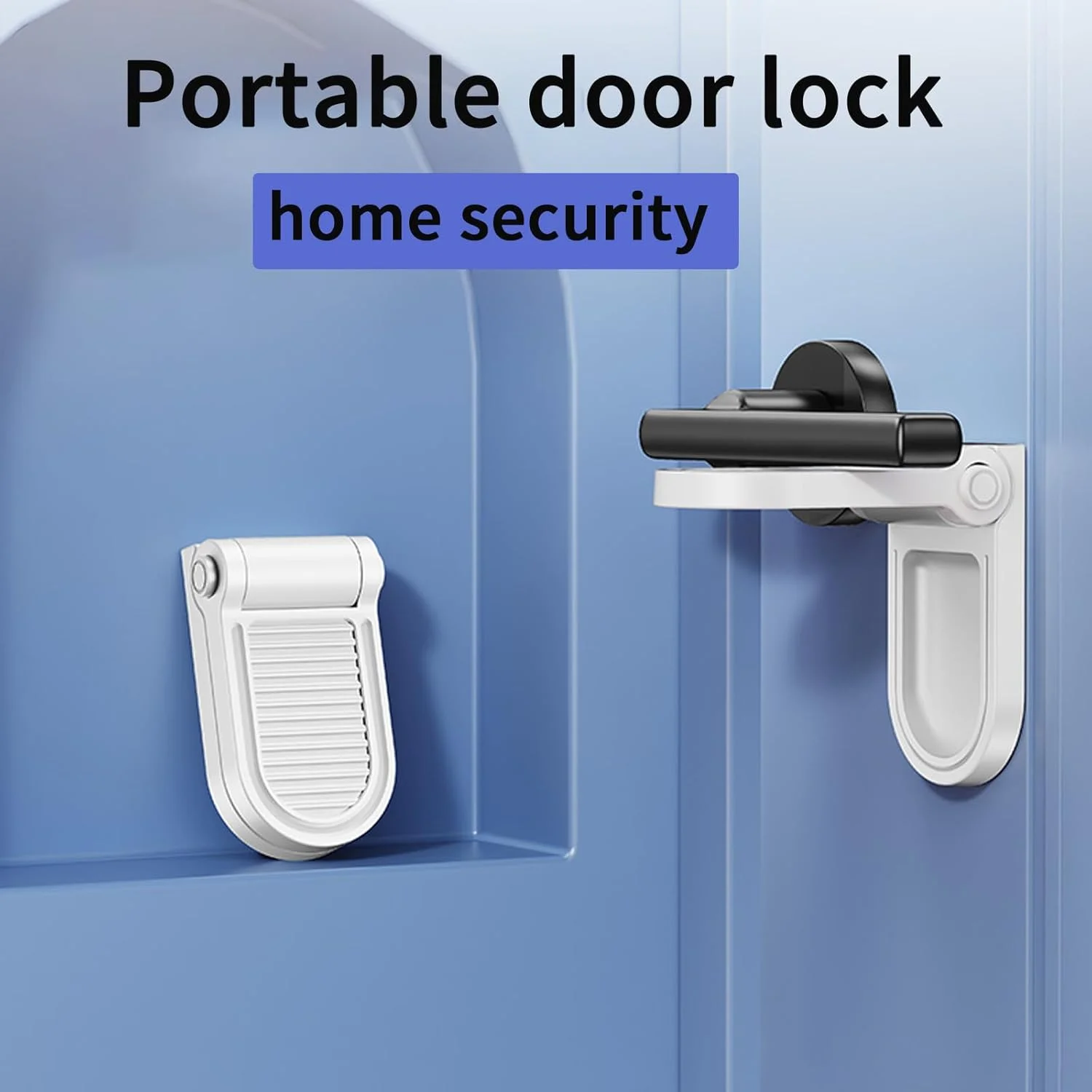 قفل درب قابل حمل 2 عددی برای امنیت خانه، نصب بدون نیاز به سوراخکاری، چسب فوق العاده پهن برای آپارتمان، مسافرت، استفاده در هتل | دستگاه ایمنی داخلی/خارجی برای زنان و خانواده ها، مناسب برای مستاجران (2 عدد)