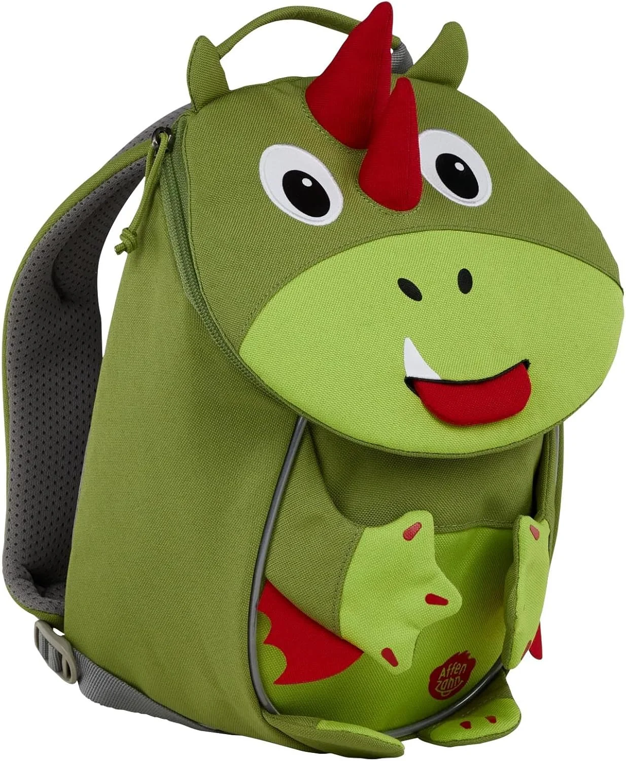کوله پشتی کودکانه Affenzahn Little Friend مناسب کودکان 1 تا 3 سال، ارگونومیک، دارای زبانه کششی بازتابنده با پلاک نام، طرح اژدها - سبز، اژدها - سبز، سایز واحد، کوله پشتی