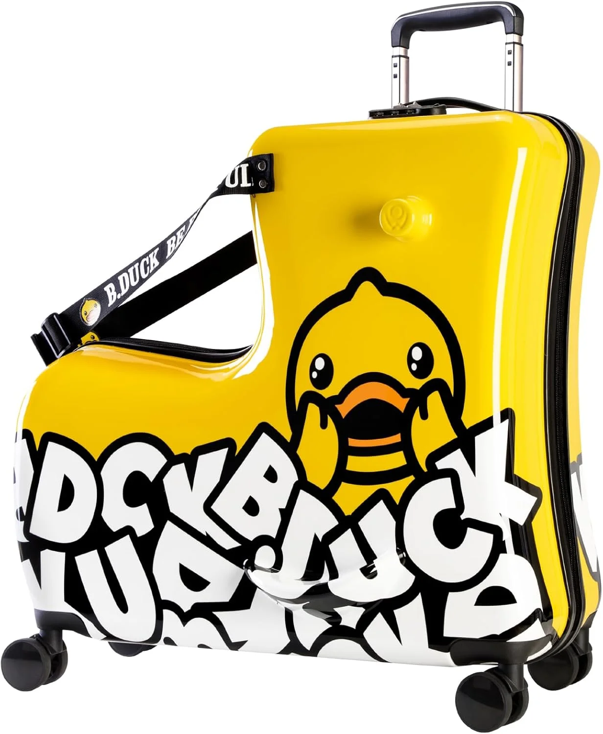 چمدان چرخدار کودکانه AO WEI LA OW مناسب دختران و پسران، چمدان چرخدار سخت کودکانه برای کودکان نوپا، سایز 21 اینچ مناسب سنین 2 تا 6 سال، زرد