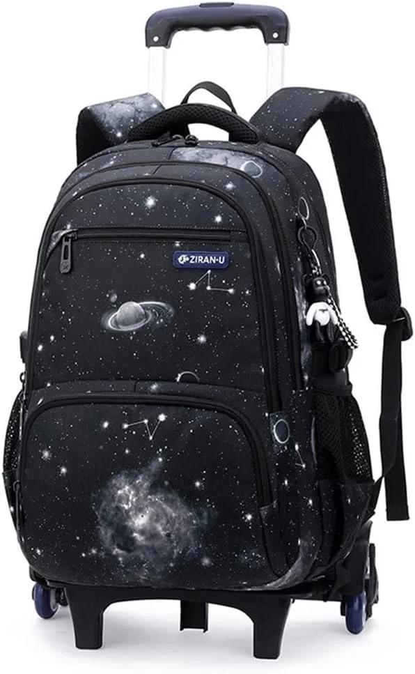 ANSIEDIO Children's Trolley Backpack with Wheels Rolling School Bag for Girls Boys Students Children's Luggage Travel Luggage Laptop Travel Children's Trolley Travel Suitcase