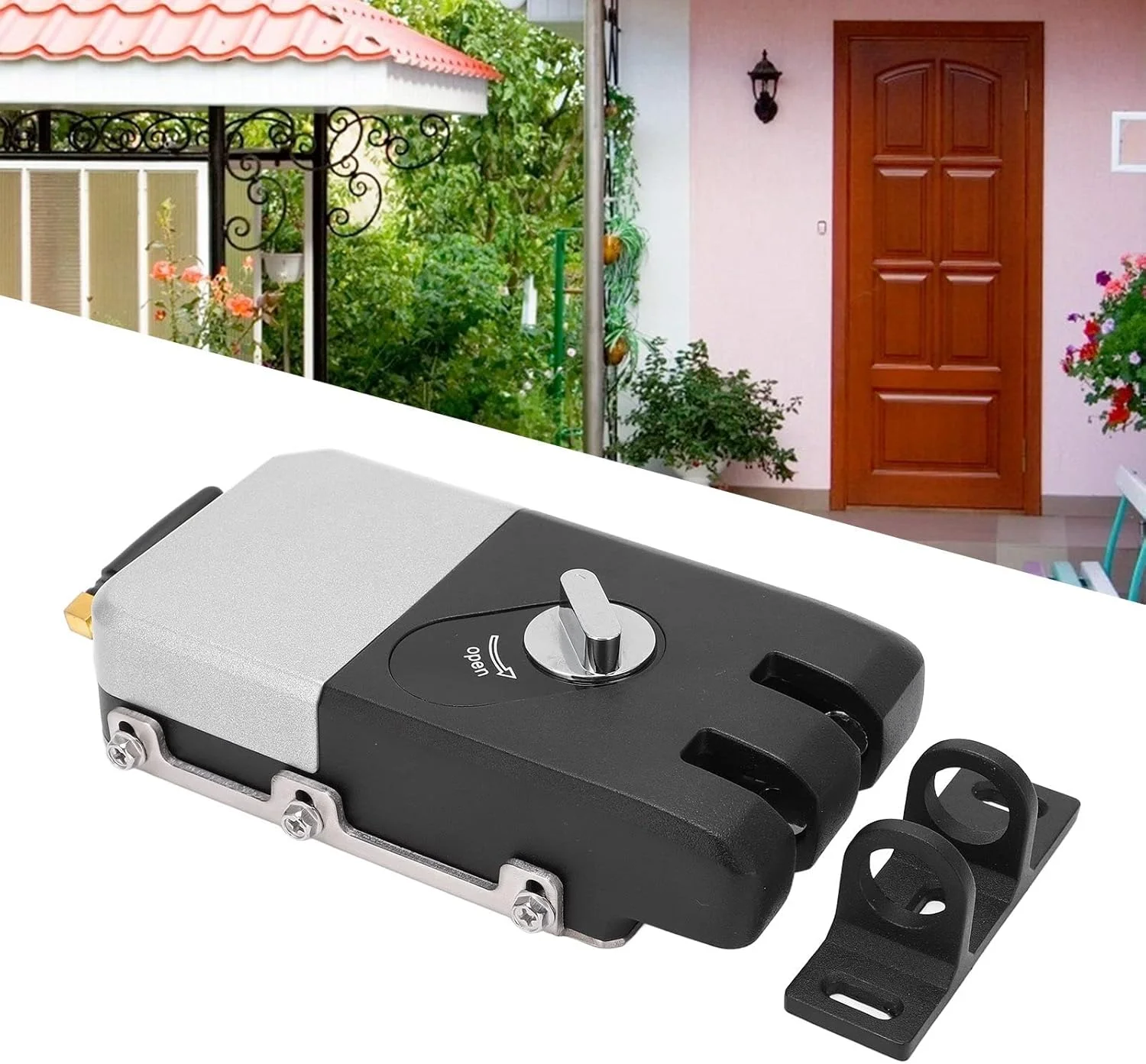 قفل درب هوشمند SJHDKLW، قفل خودکار سگک با کنترل از راه دور القایی، بدنه قفل استیل ضد زنگ ضخیم شده 3 میلی متری برای ویلا و مجتمع مسکونی