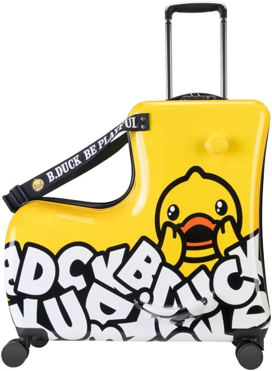 چمدان مسافرتی کودکانه AO WEI LA OW، چمدان چرخ دار PC با قابلیت سوار شدن، مناسب برای کودکان 6 تا 12 سال (سایز 24 اینچ - طرح Checkd)