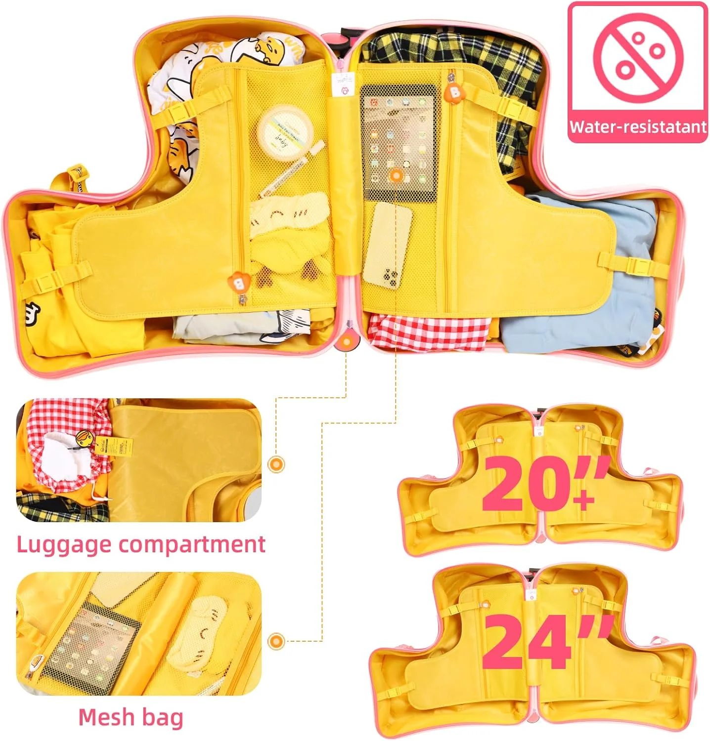 چمدان چرخدار سبک وزن کودکانه AO WEI LA OW با چرخ های اسپینر و طراحی تاشو، صورتی، 20 اینچ + مناسب کودکان 1-3 ساله، طرح دونات صورتی چمدان چرخدار سبک وزن کودکانه AO WEI LA OW با چرخ های اسپینر و طراحی تاشو، صورتی، 20 اینچ + مناسب کودکان 1-3 ساله، طرح دونات صورتی