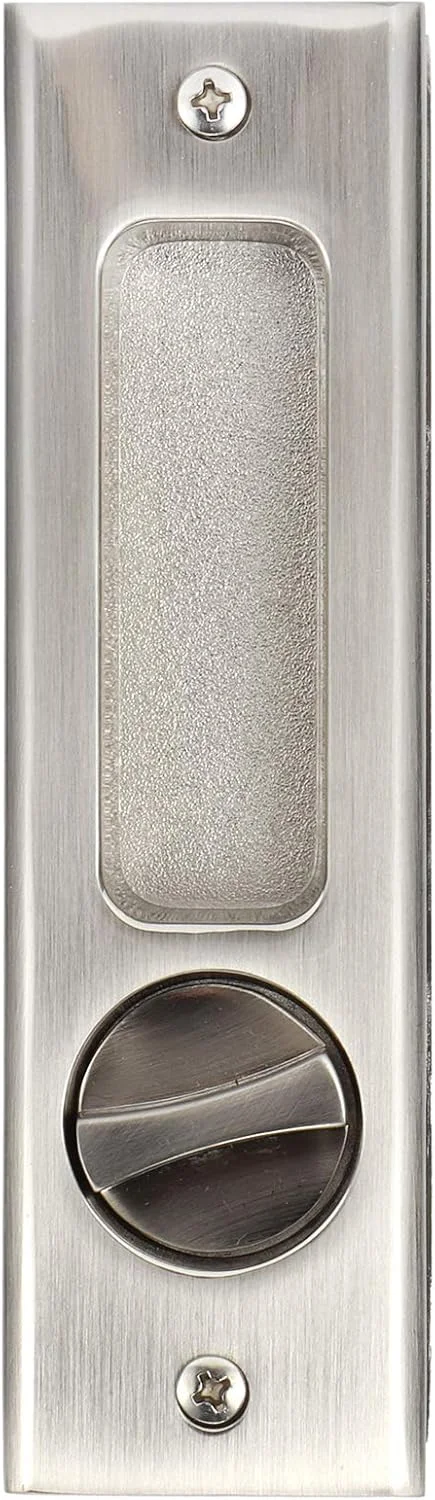 کیت قفل کشویی درب آلیاژ روی Fafeicy با سیلندر قفل برای اطمینان از امنیت درب های کابینت بالکن حمام، نقره ای برس خورده، ضخامت 35-40 میلی متر (مربع مشکی تکی (#2))