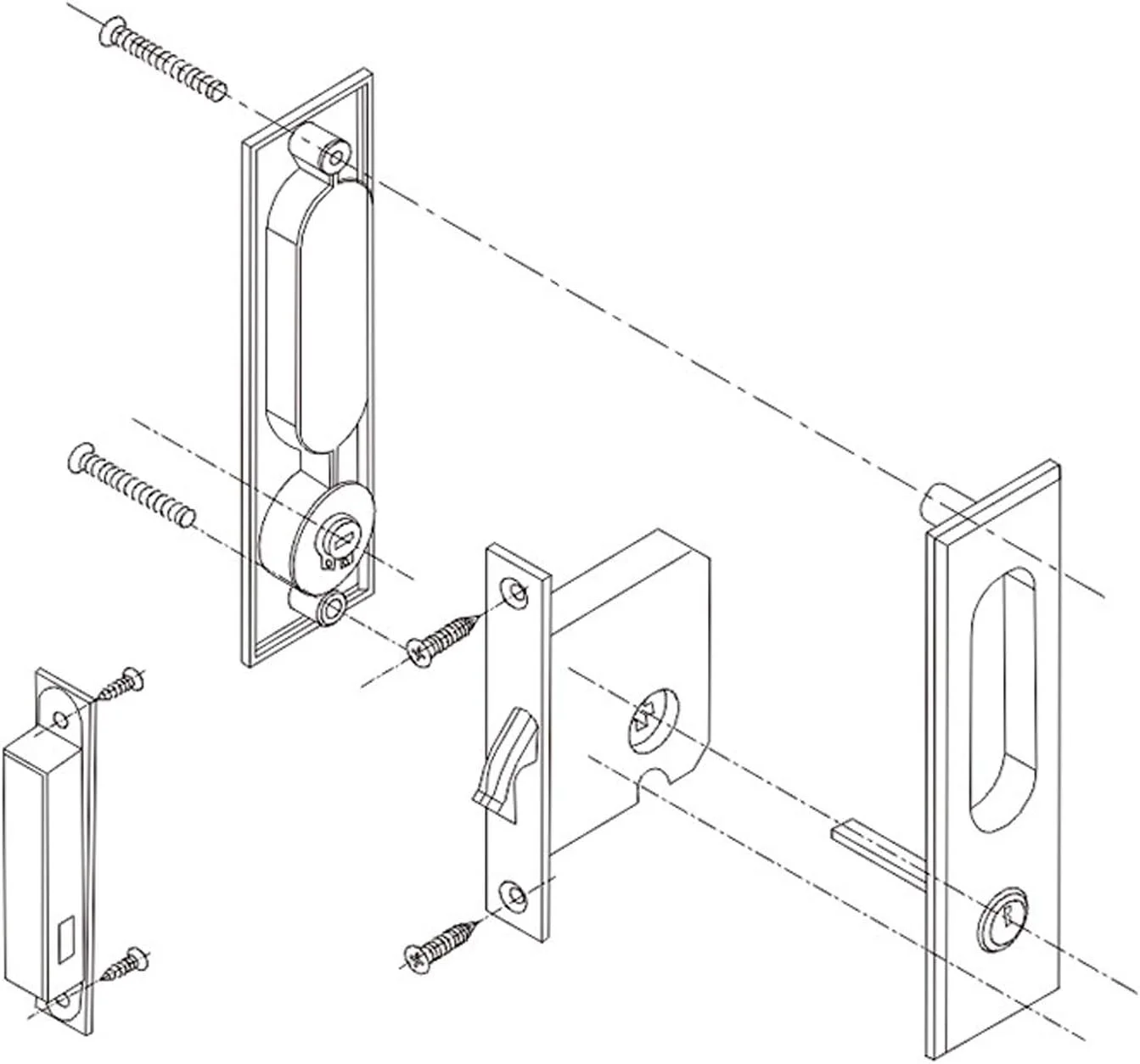 کیت قفل کشویی درب آلیاژ روی Fafeicy با سیلندر قفل برای اطمینان از امنیت درب های کابینت بالکن حمام، نقره ای برس خورده، ضخامت 35-40 میلی متر (مربع مشکی تکی (#2))