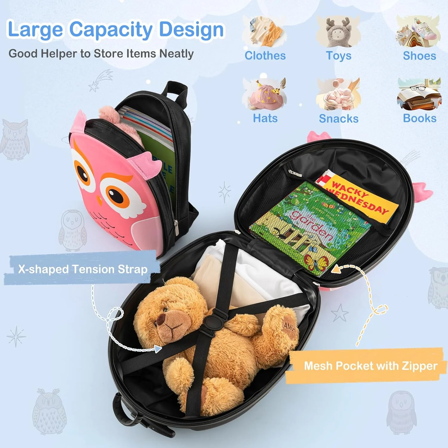 مجموعه چمدان کودک 2 تکه بیبی جوی، چمدان چرخدار 16 اینچی به همراه کوله پشتی 12 اینچی، چمدان کابین سایز مورد تایید هواپیمایی برای دختران، پسران، کودکان نوپا