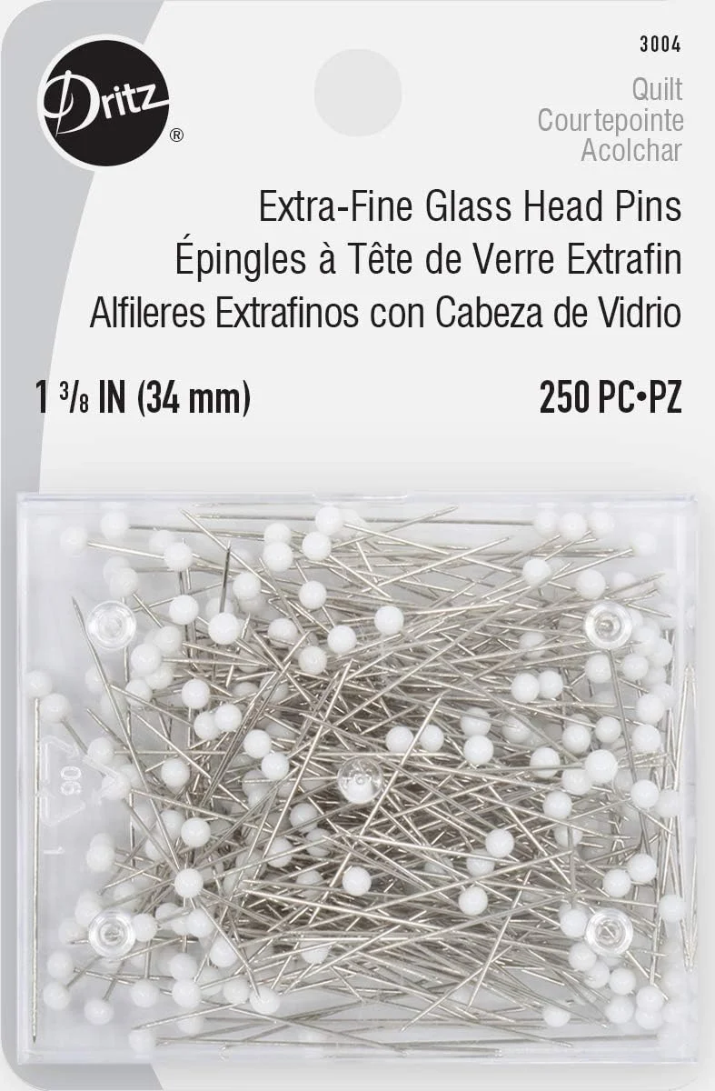 سوزن ته گرد شیشه ای بسیار ظریف دریتز، 3.5 سانتی متر (250 عدد)، سفید