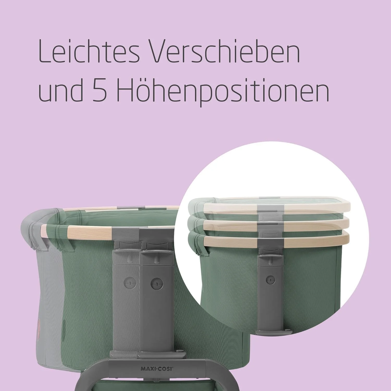 تخت کنار مادر ماکسی کوزی مدل Iora، تشک فوق العاده راحت، سبد ذخیره سازی بزرگ، سر خوردن آسان برای تناسب کامل، تاشو و حمل آسان، 0-6 ماه، سبز