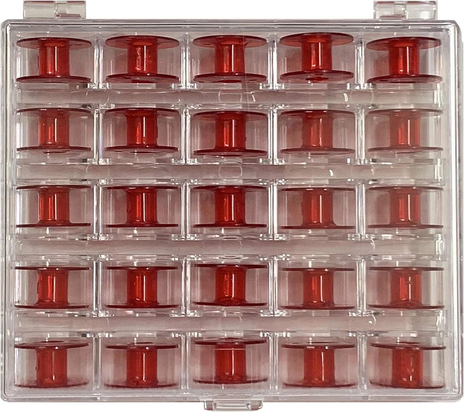 ماسوره های چرخ خیاطی ژانومه قرمز با جعبه نگهداری - 25 عددی