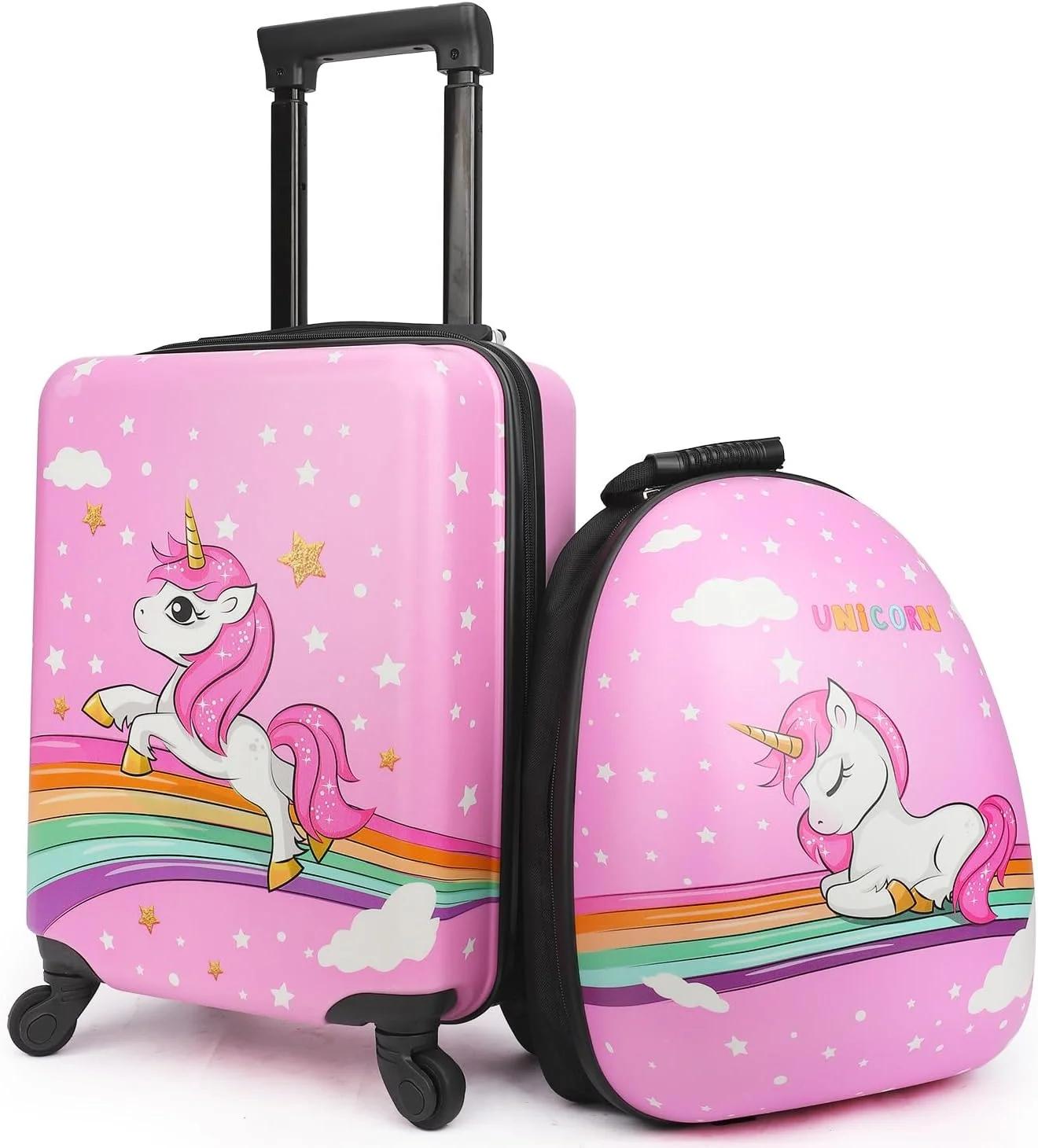 emissary Kids Luggage With Wheels For Girls, Unicorn Kids Luggage Set, Childrens Luggage For Girls With Wheels, Kids Suitcases With Wheels For Girls, Toddler Suitcase For Girls, Travel Luggage For